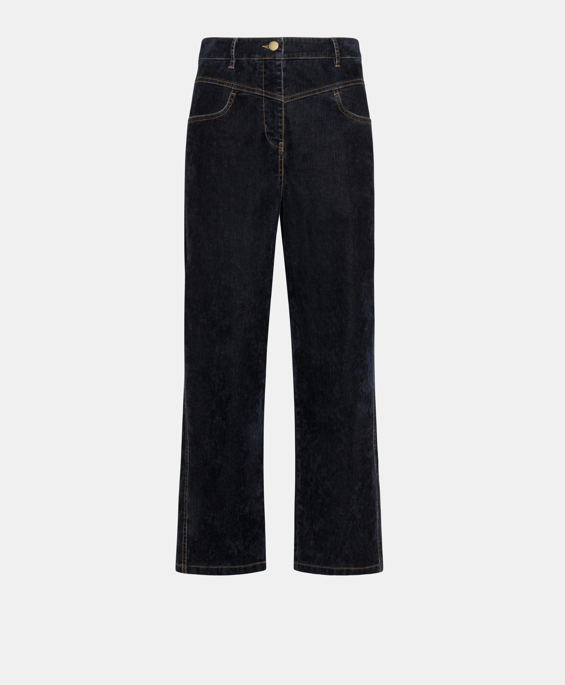 AZUKI PANTS IN FLOCKED DENIM - BLUE - Clothing - Momonì