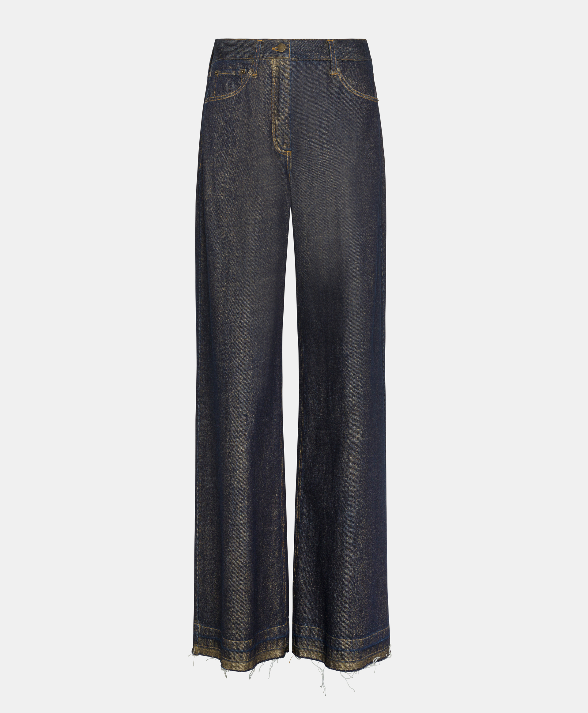 PANTALON AOKI EN DENIM LAMINÉ - BLEU/OR - Clothing - Momonì