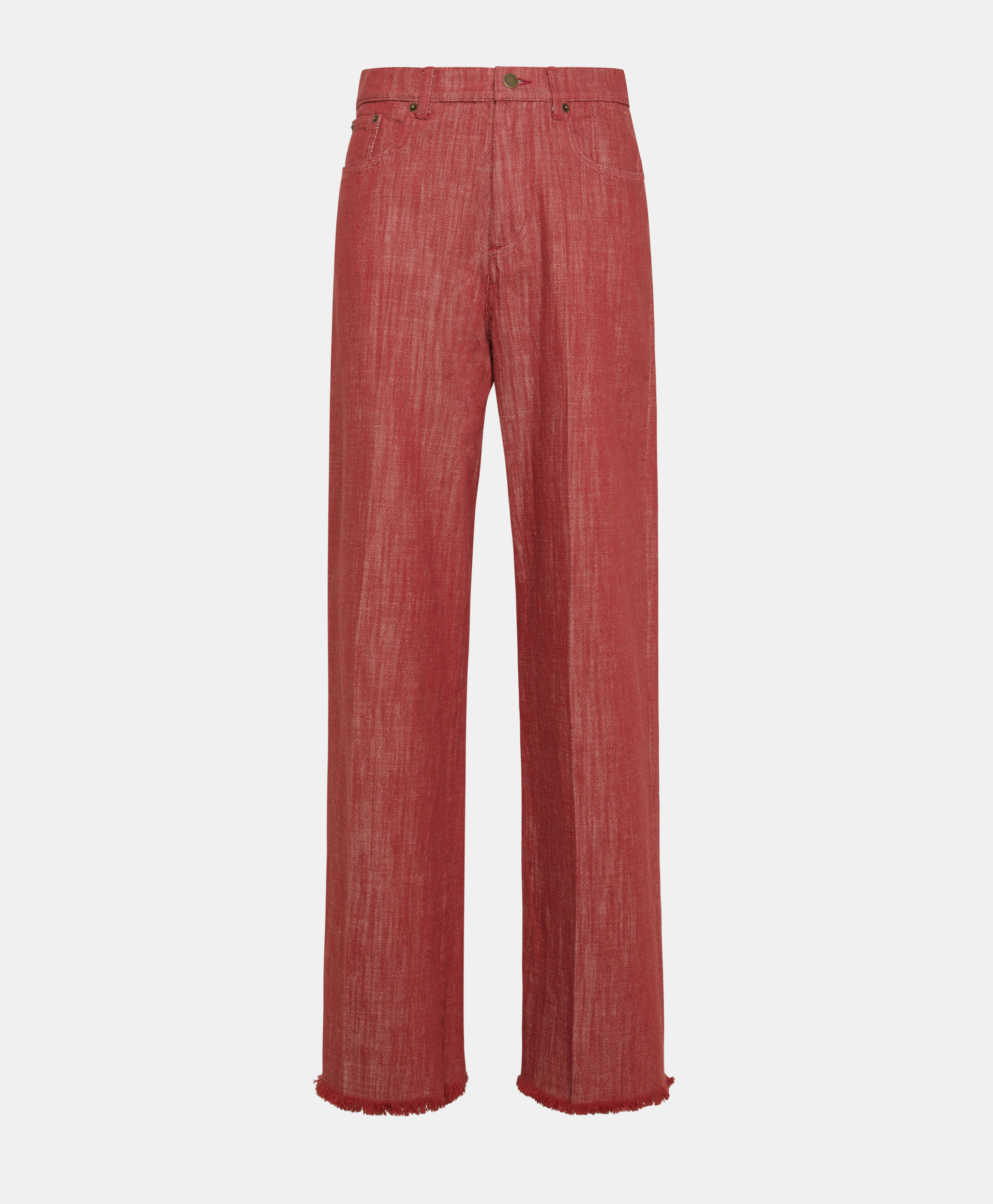 MIYAKO PANTS IN NON-STRETCH COLOURED DENIM - BRICK - Clothing - Momonì