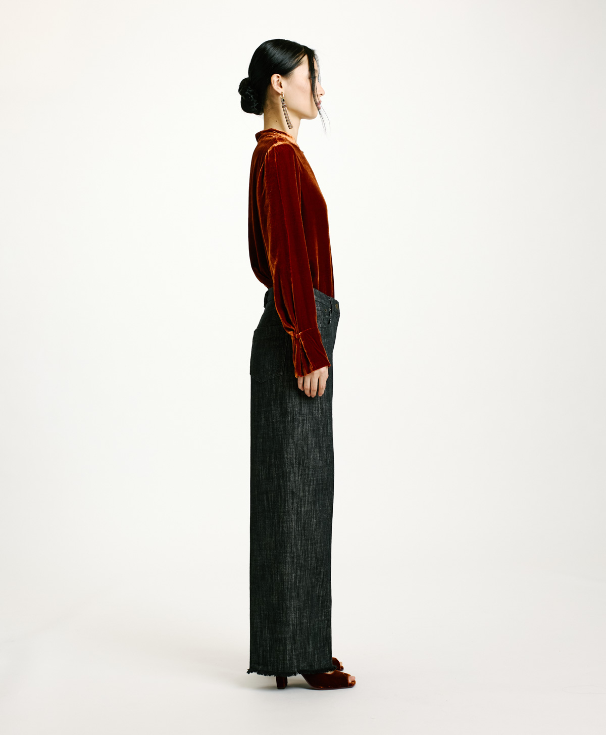 MIYAKO PANTS IN NON-STRETCH COLOURED DENIM - BLACK - Momonì