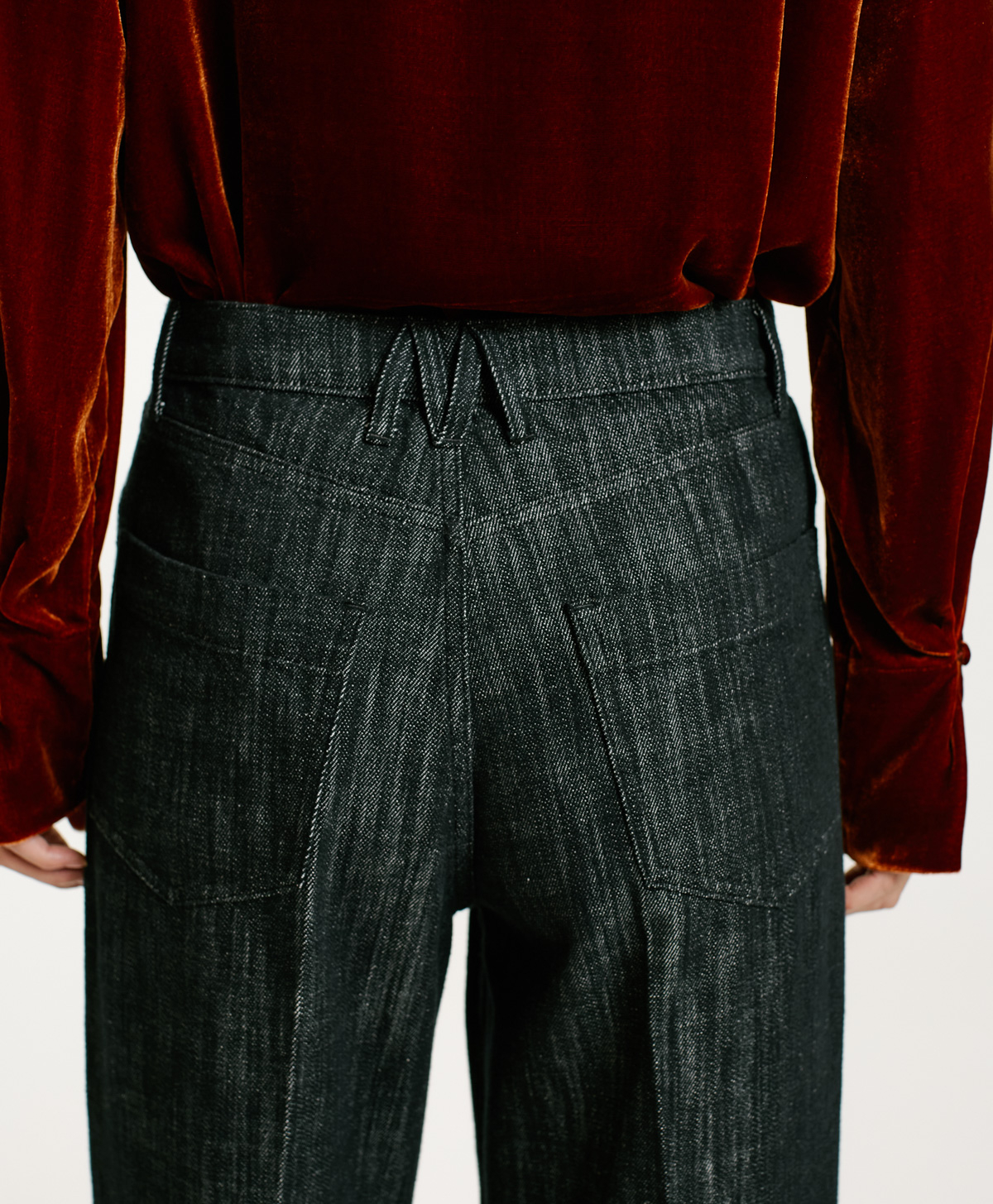MIYAKO PANTS IN NON-STRETCH COLOURED DENIM - BLACK - Momonì