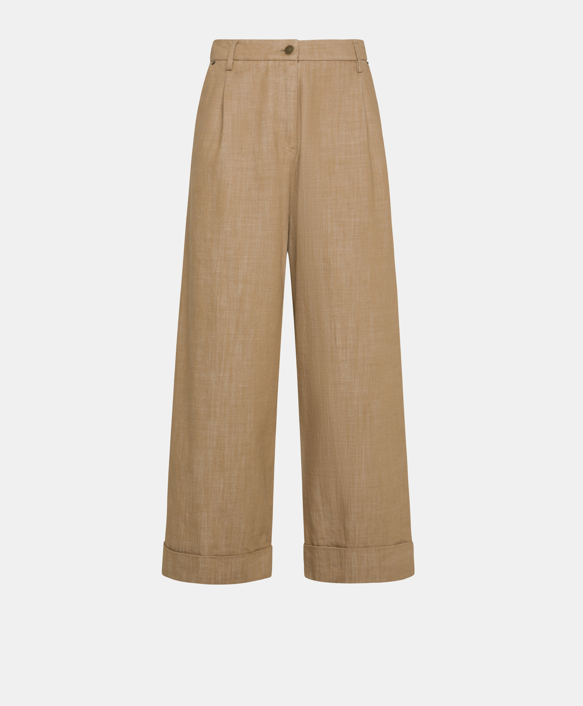 GRECALE PANTS IN NON-STRETCH COLOURED DENIM - ALMOND - Clothing - Momonì