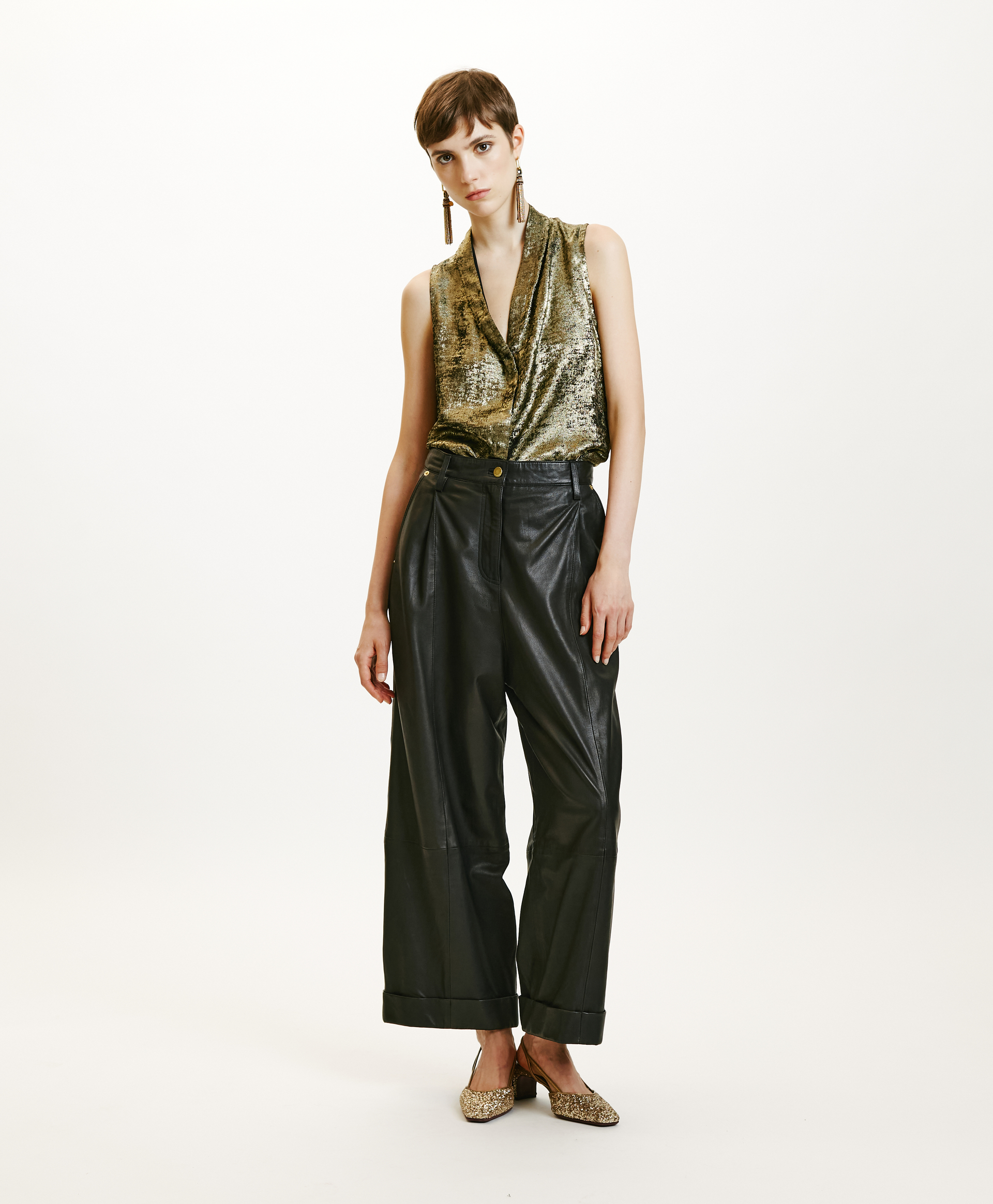 PANTALON GRECALE EN NAPPA - NOIR - Momonì