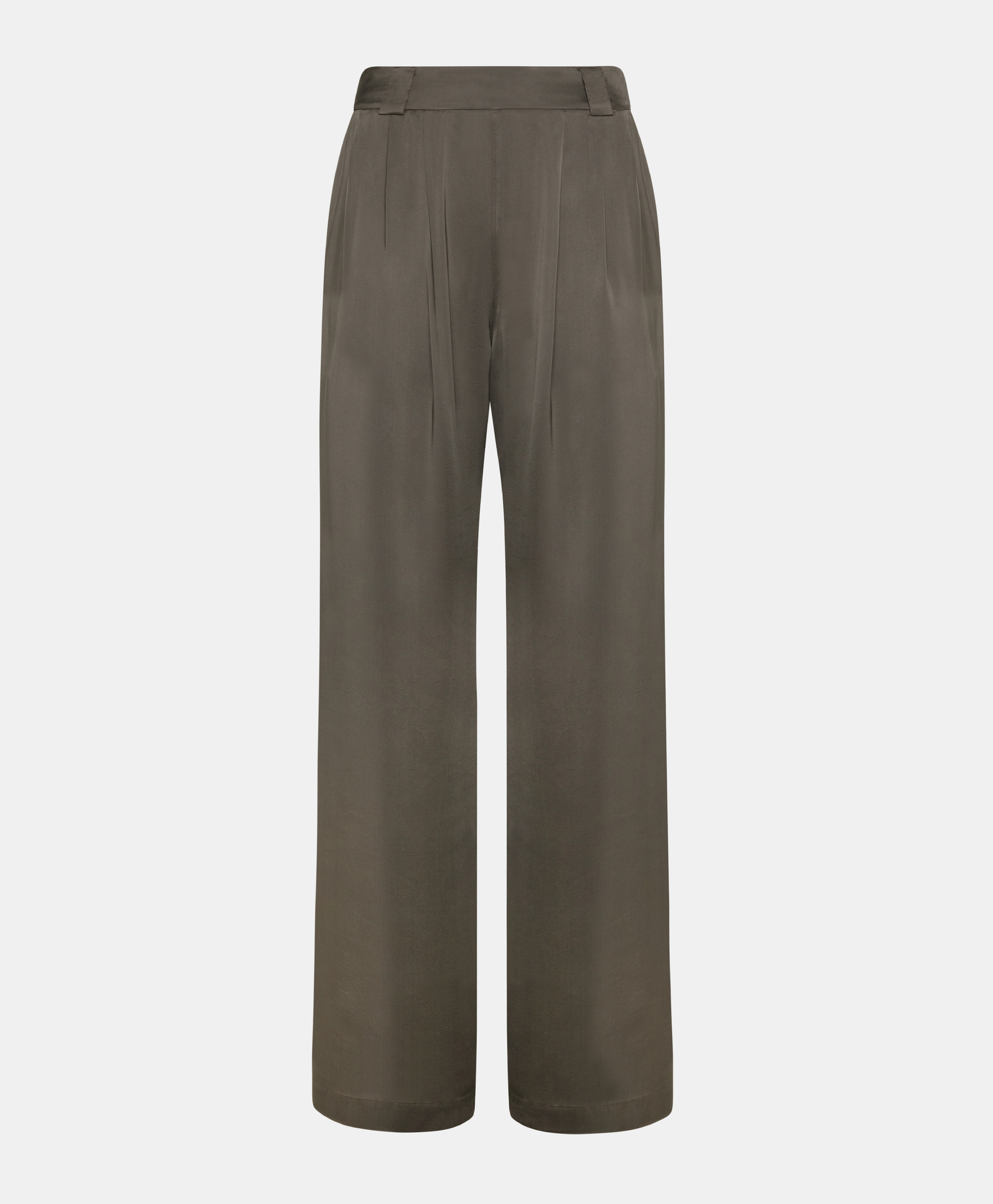 LANZAROTE PANTS BIS 2 IN WASHED SILK - MILITARY GREEN - Clothing - Momonì