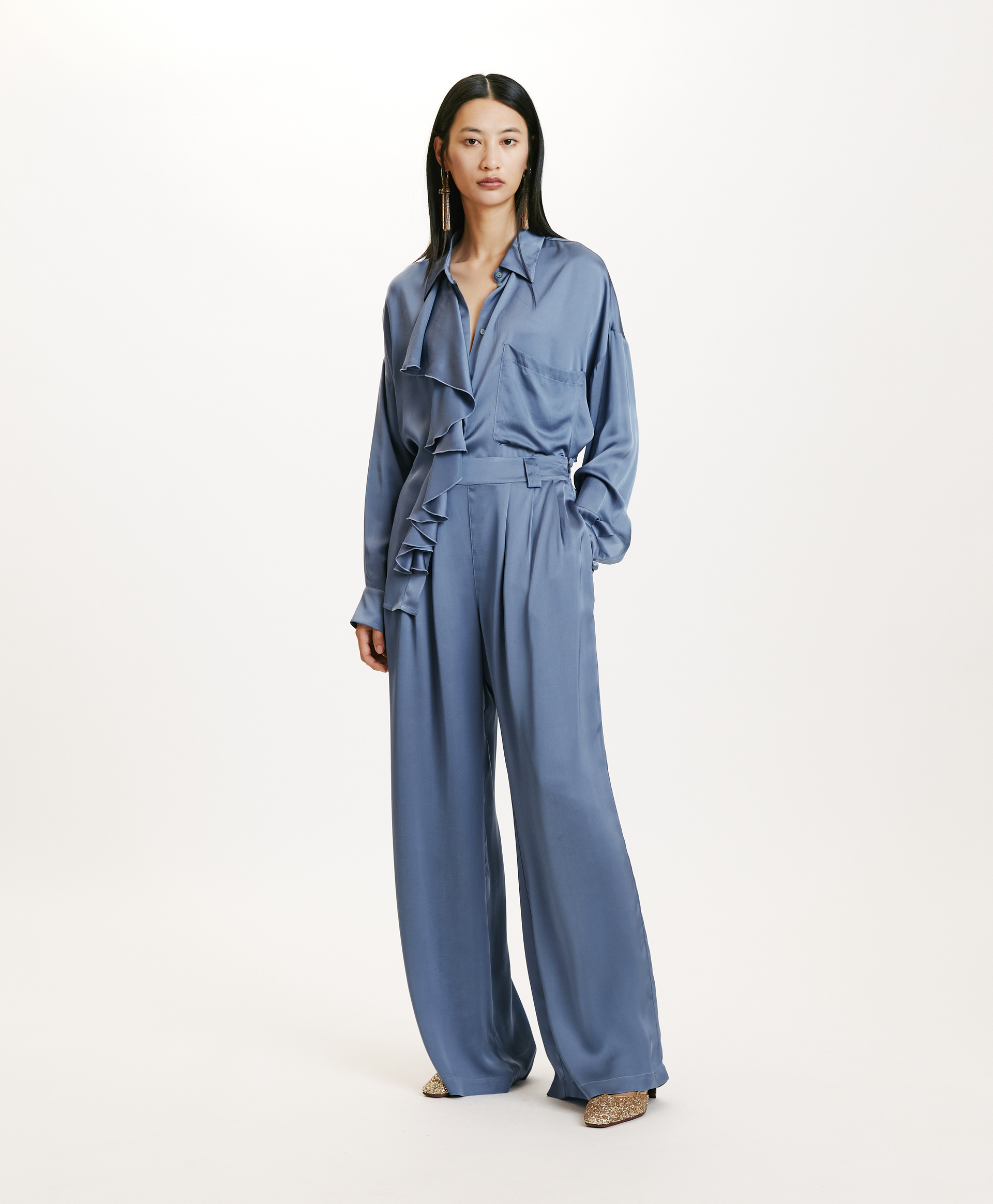LANZAROTE PANTS BIS 2 IN WASHED SILK - SUGAR PAPER - Momonì