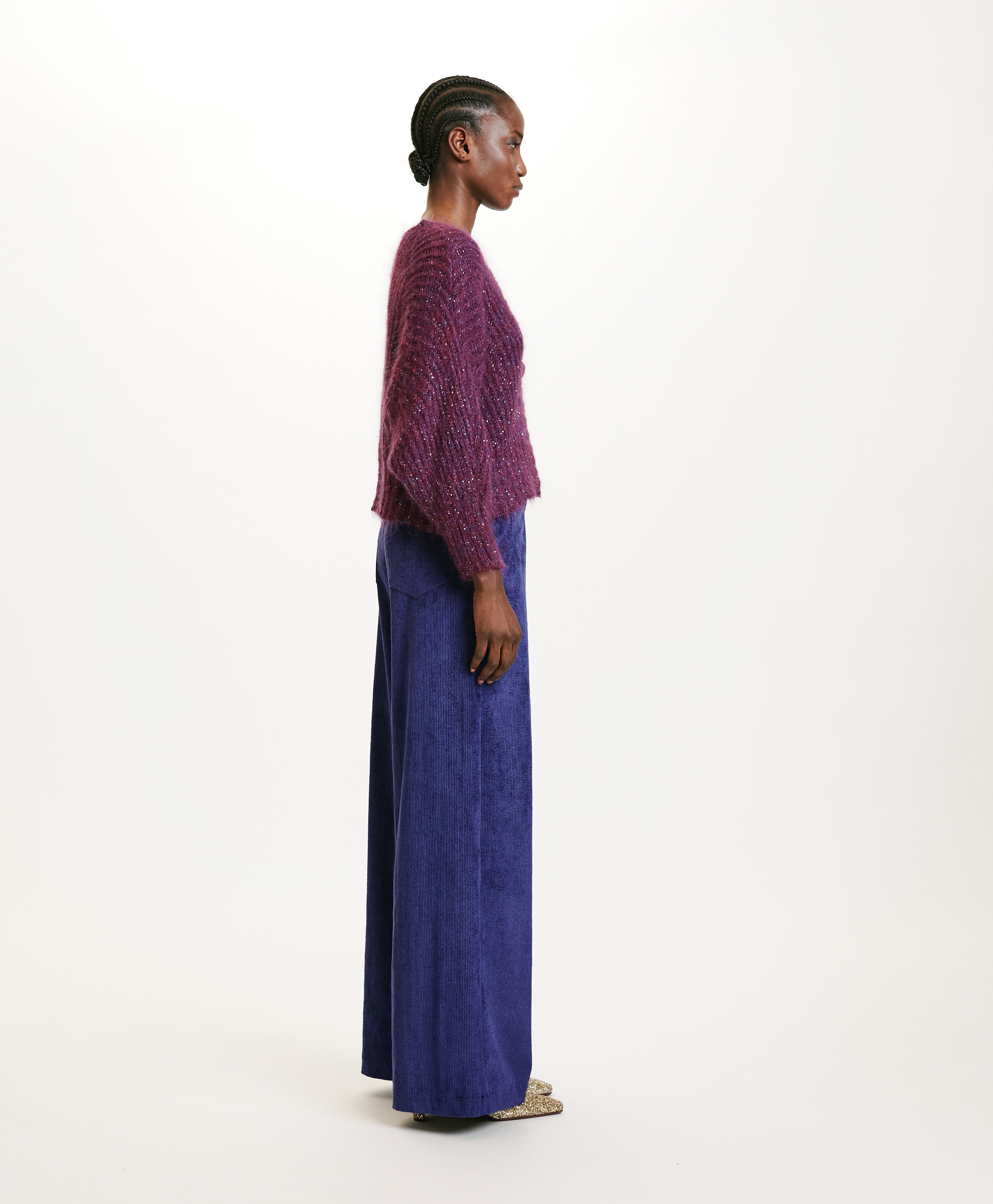 GUSTAVE PANTS IN STRETCH CORDUROY - BLUE - Momonì