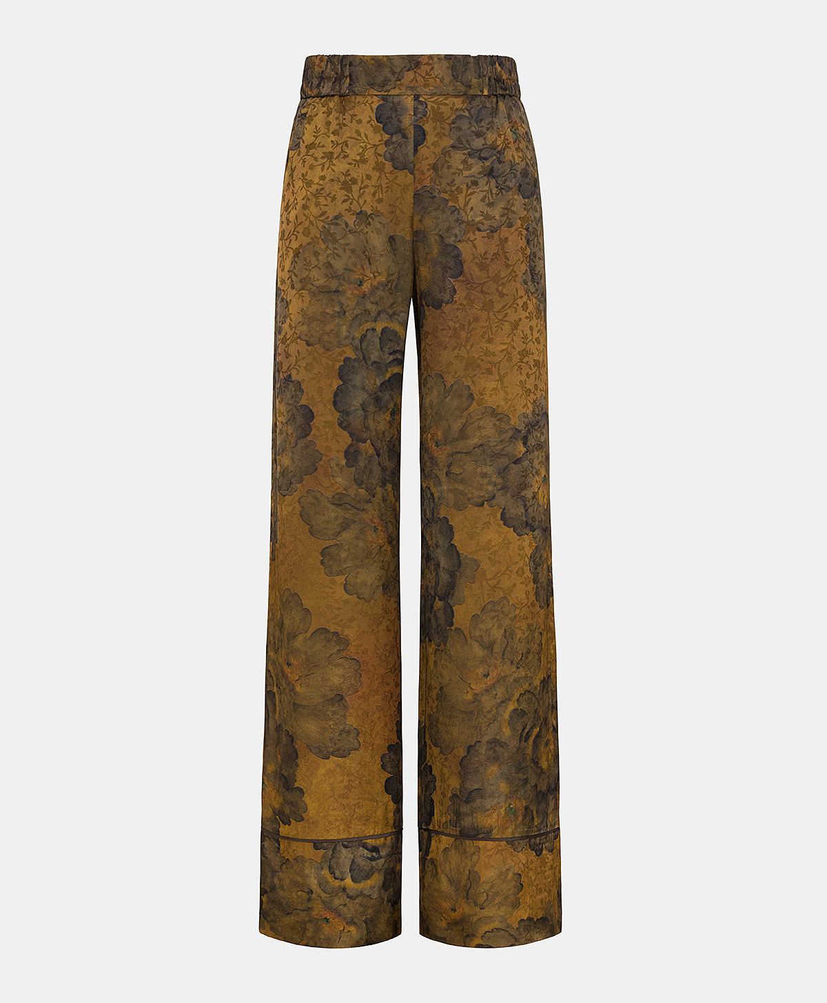 DAIKI PANTS IN PRINTED JACQUARD VISCOSE - TOBACO/OLIVE - Clothing - Momonì