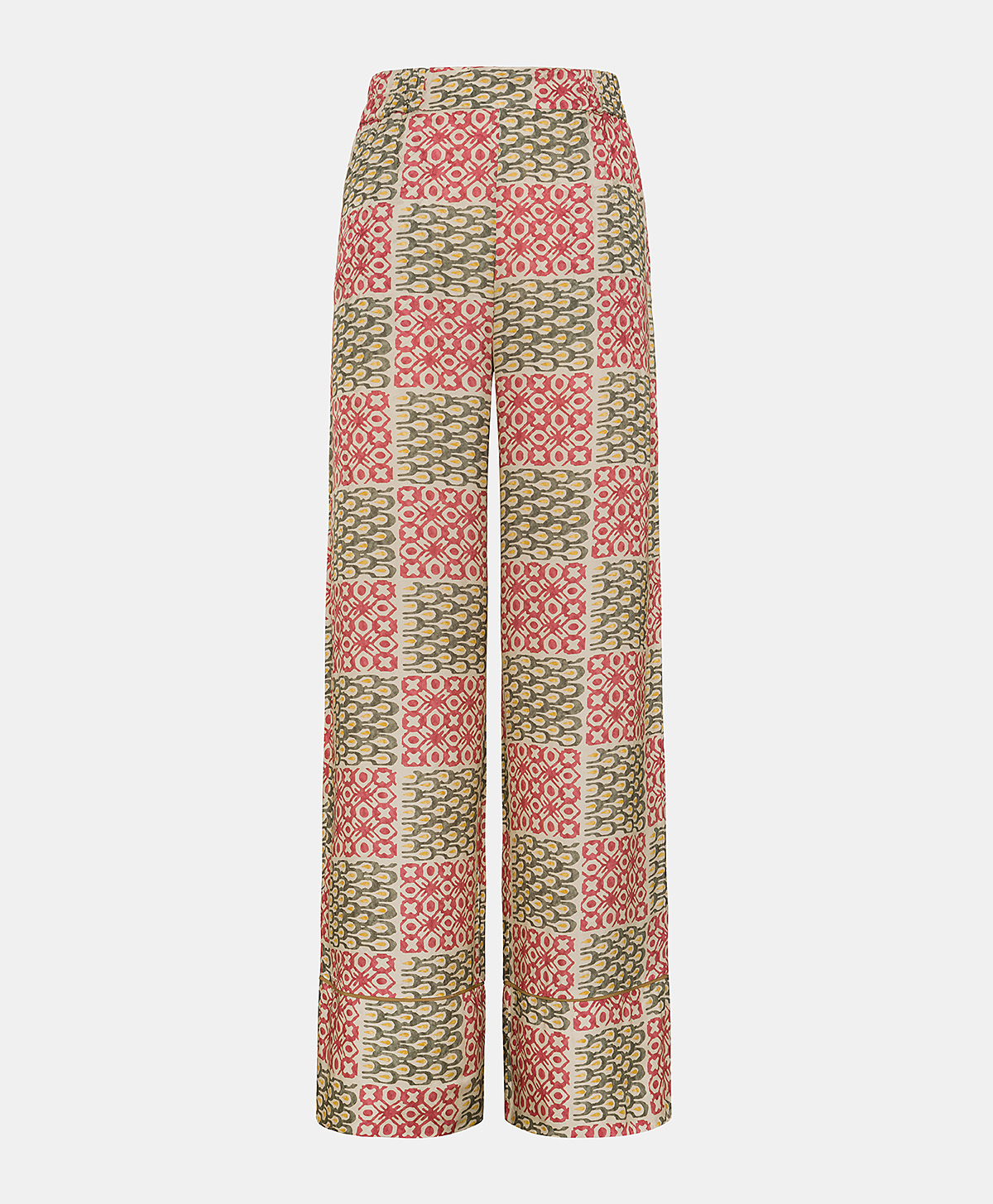 DAIKI PANTS IN PRINTED JACQUARD VISCOSE - ARMY/CORAL - Clothing - Momonì