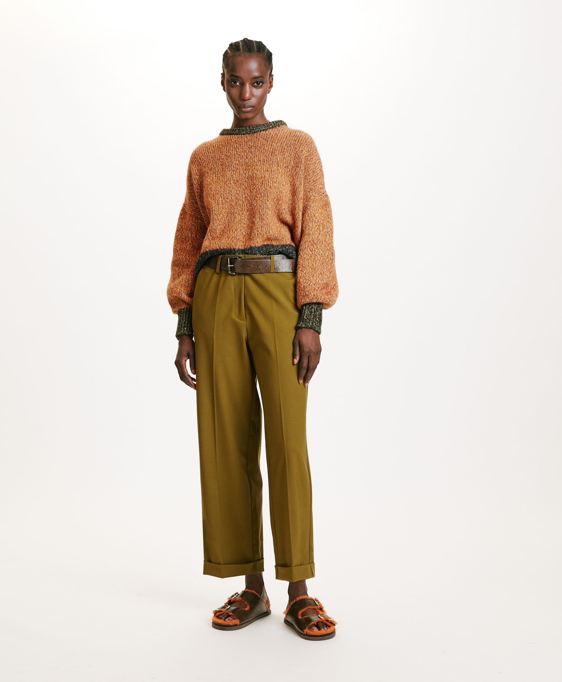 DANGO PANTS IN BI-STRETCH COOL WOOL - SEAWEED - Momonì