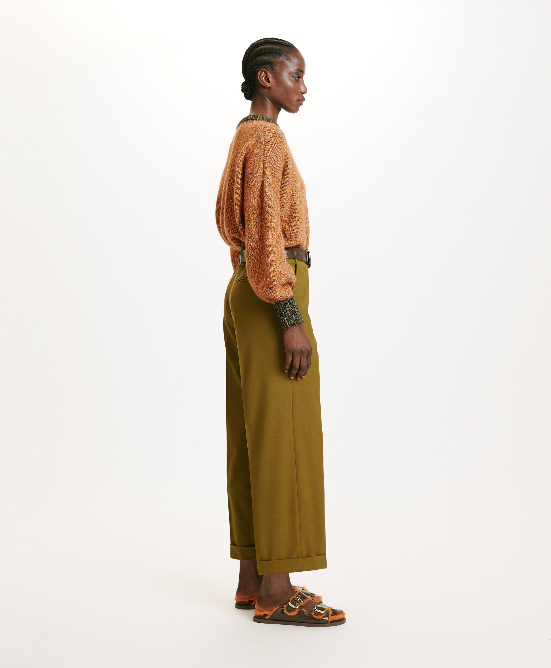 DANGO PANTS IN BI-STRETCH COOL WOOL - SEAWEED - Momonì