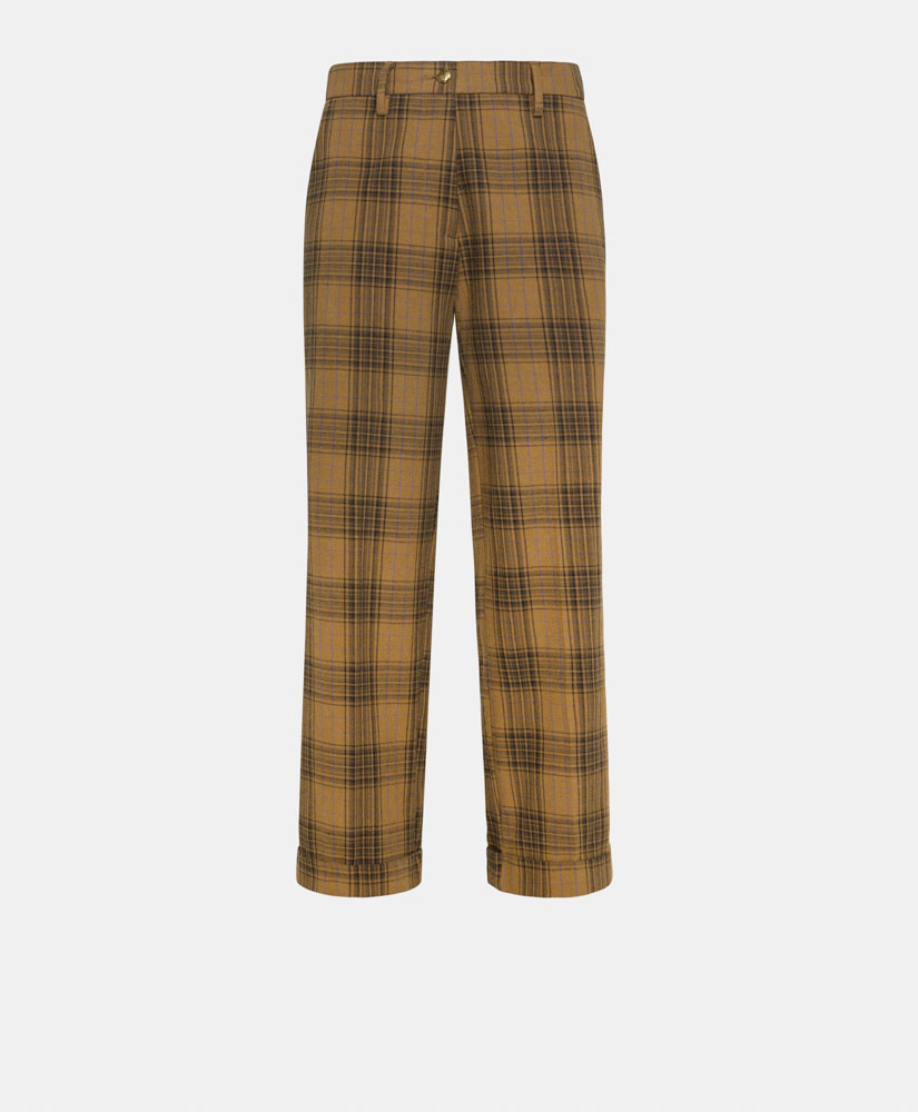 DANGO PANTS IN CHECK COTTON/WOOL - MULTICOLOR COCOA - Momonì