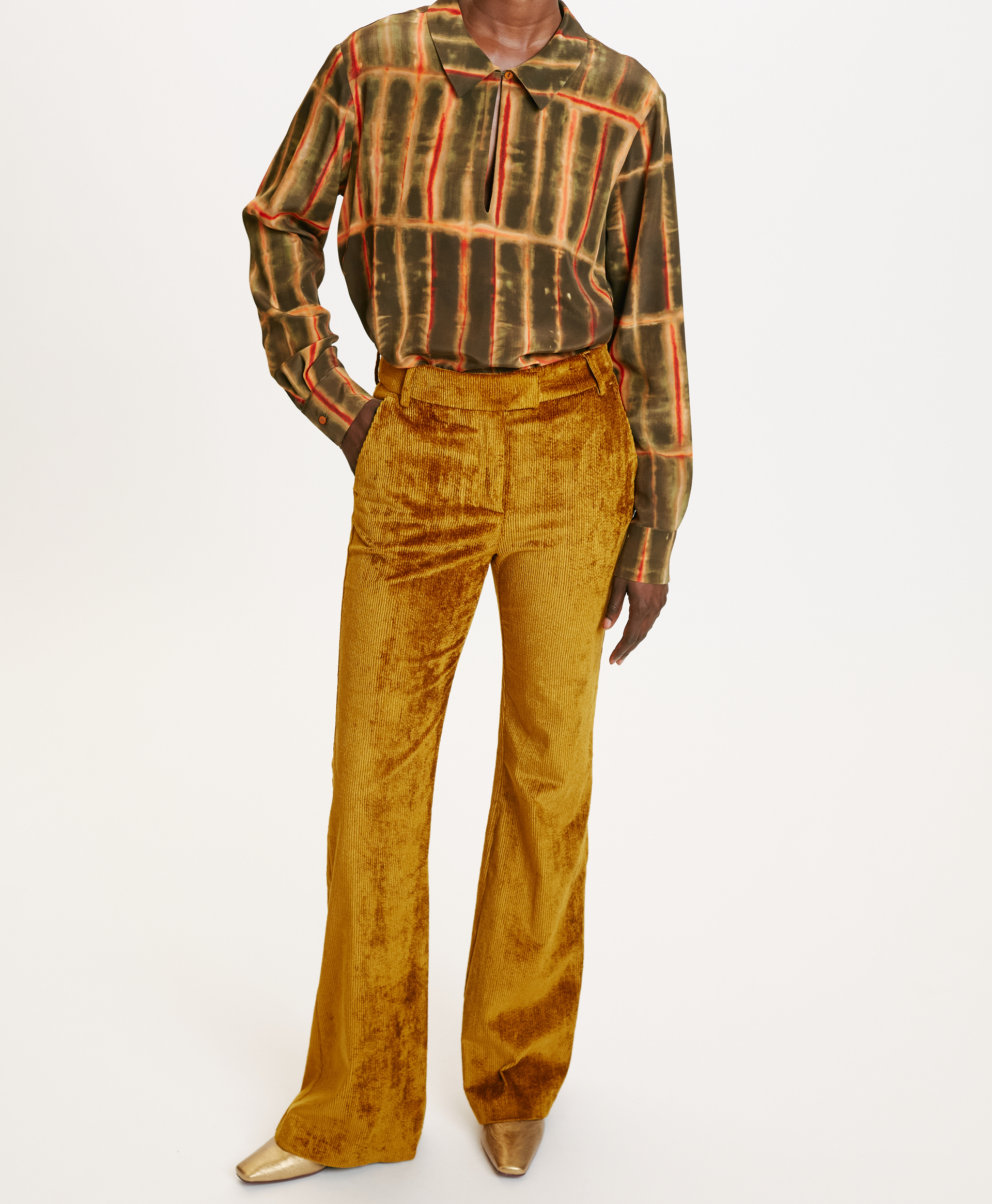 SATSUKI PANTS IN STRETCH CORDUROY - GINGER - Momonì