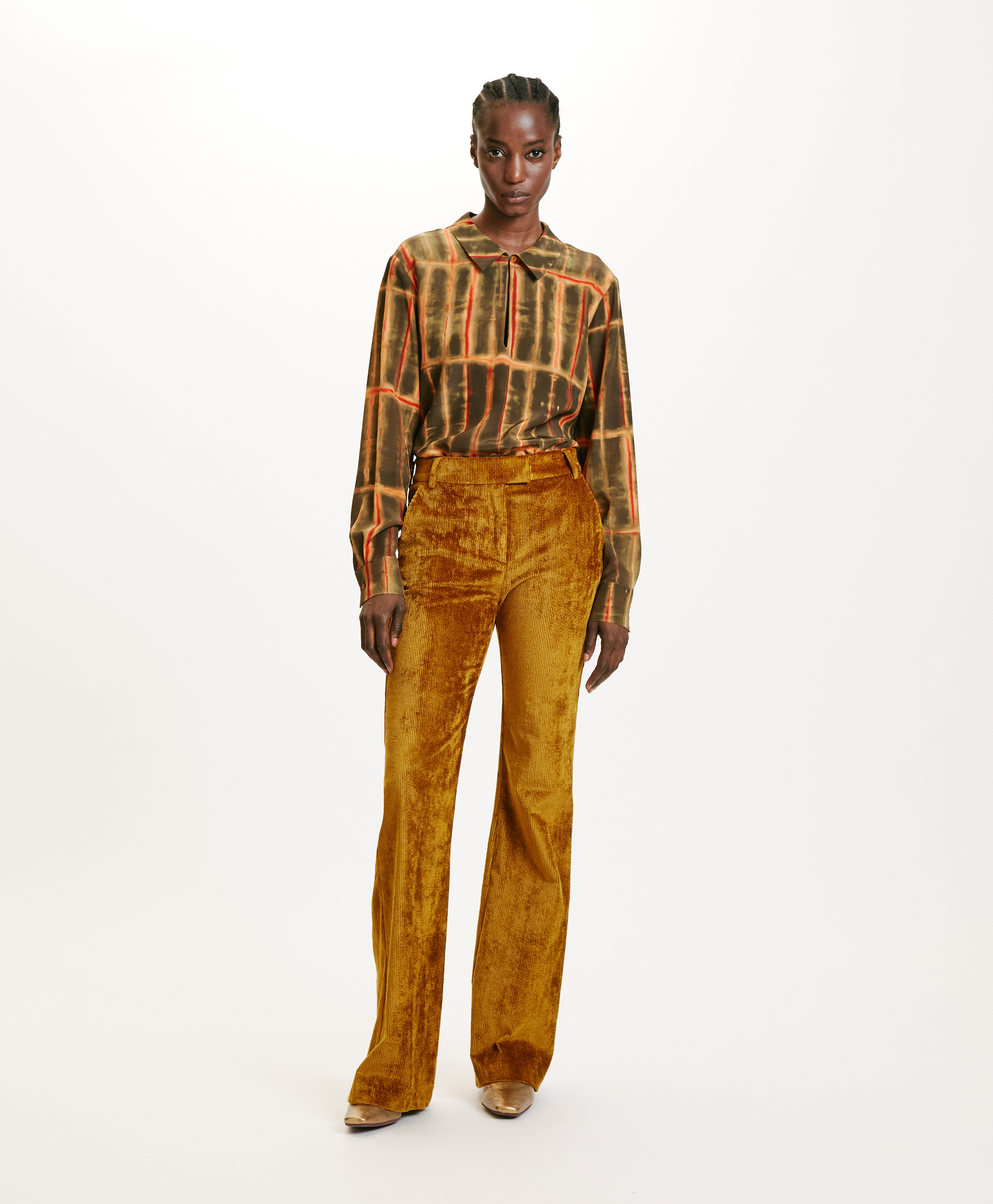 SATSUKI PANTS IN STRETCH CORDUROY - GINGER - Momonì