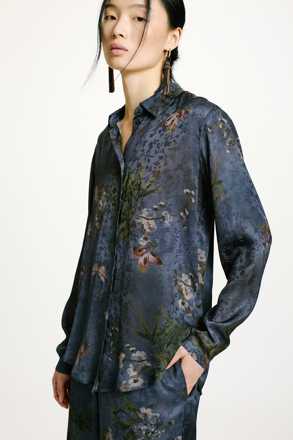 MEUDON SHIRT IN PRINTED JACQUARD VISCOSE - MULTICOLOR DUSTY GREY - Clothing - Momonì