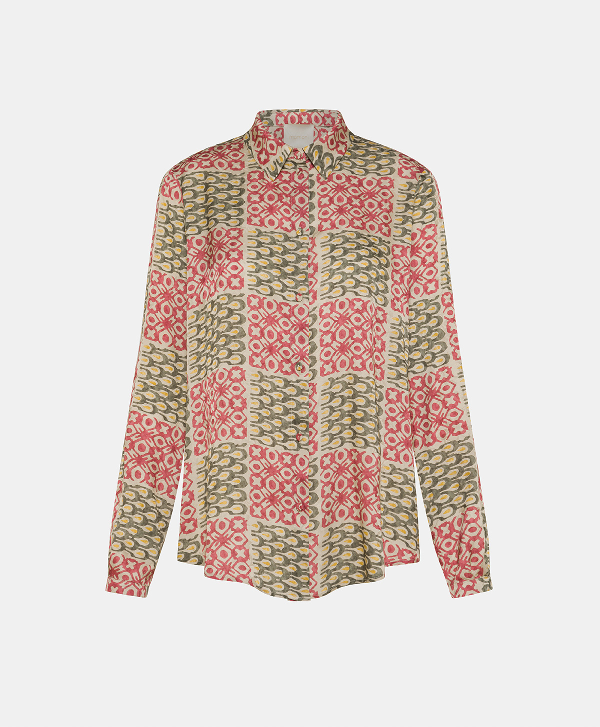 MEUDON SHIRT IN PRINTED JACQUARD VISCOSE - ARMY/CORAL - Momonì