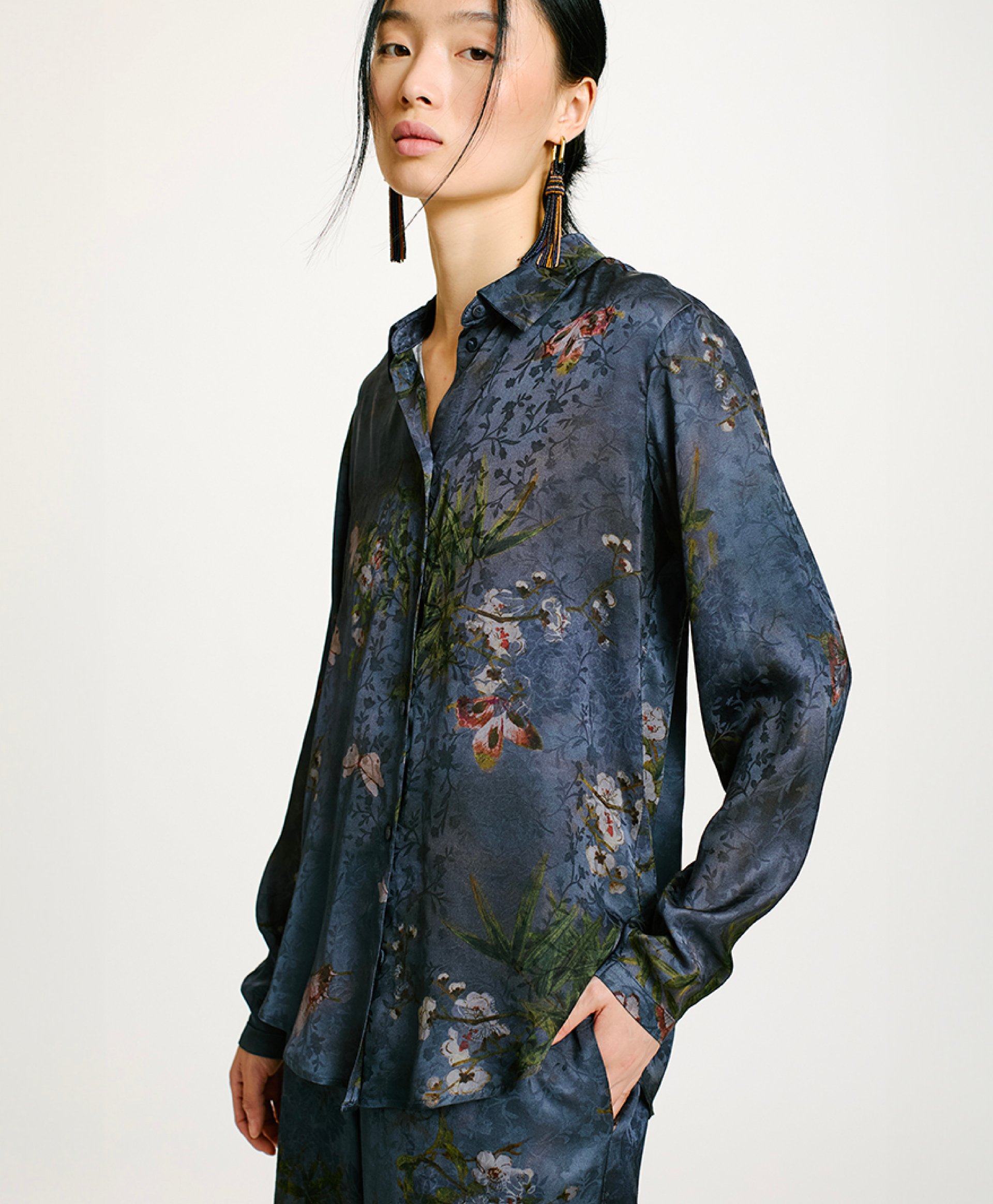 MEUDON SHIRT IN PRINTED JACQUARD VISCOSE - MULTICOLOR DUSTY GREY - Momonì