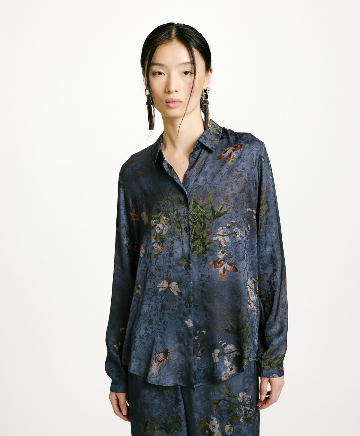 MEUDON SHIRT IN PRINTED JACQUARD VISCOSE - MULTICOLOR DUSTY GREY - Momonì