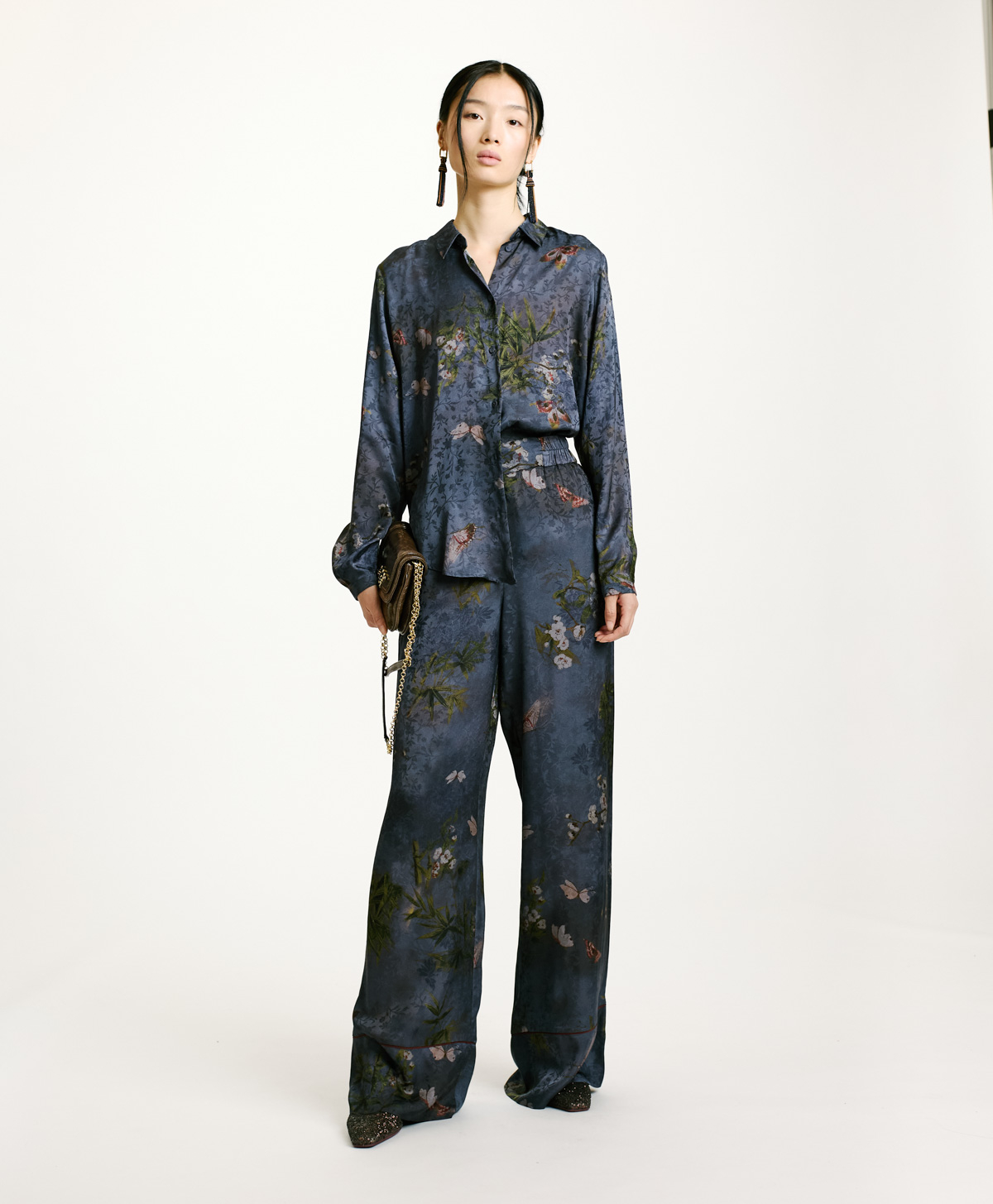 MEUDON SHIRT IN PRINTED JACQUARD VISCOSE - MULTICOLOR DUSTY GREY - Momonì