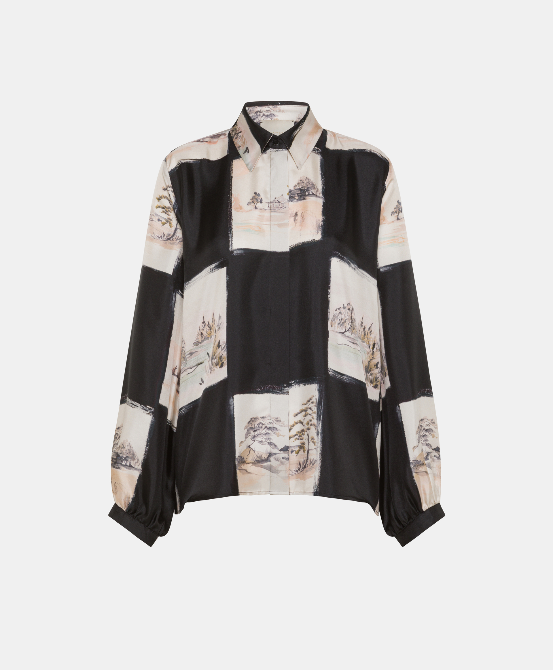 ICHIGO SHIRT IN PRINTED SILK TWILL - MULTICOLOR BLACK - Clothing - Momonì