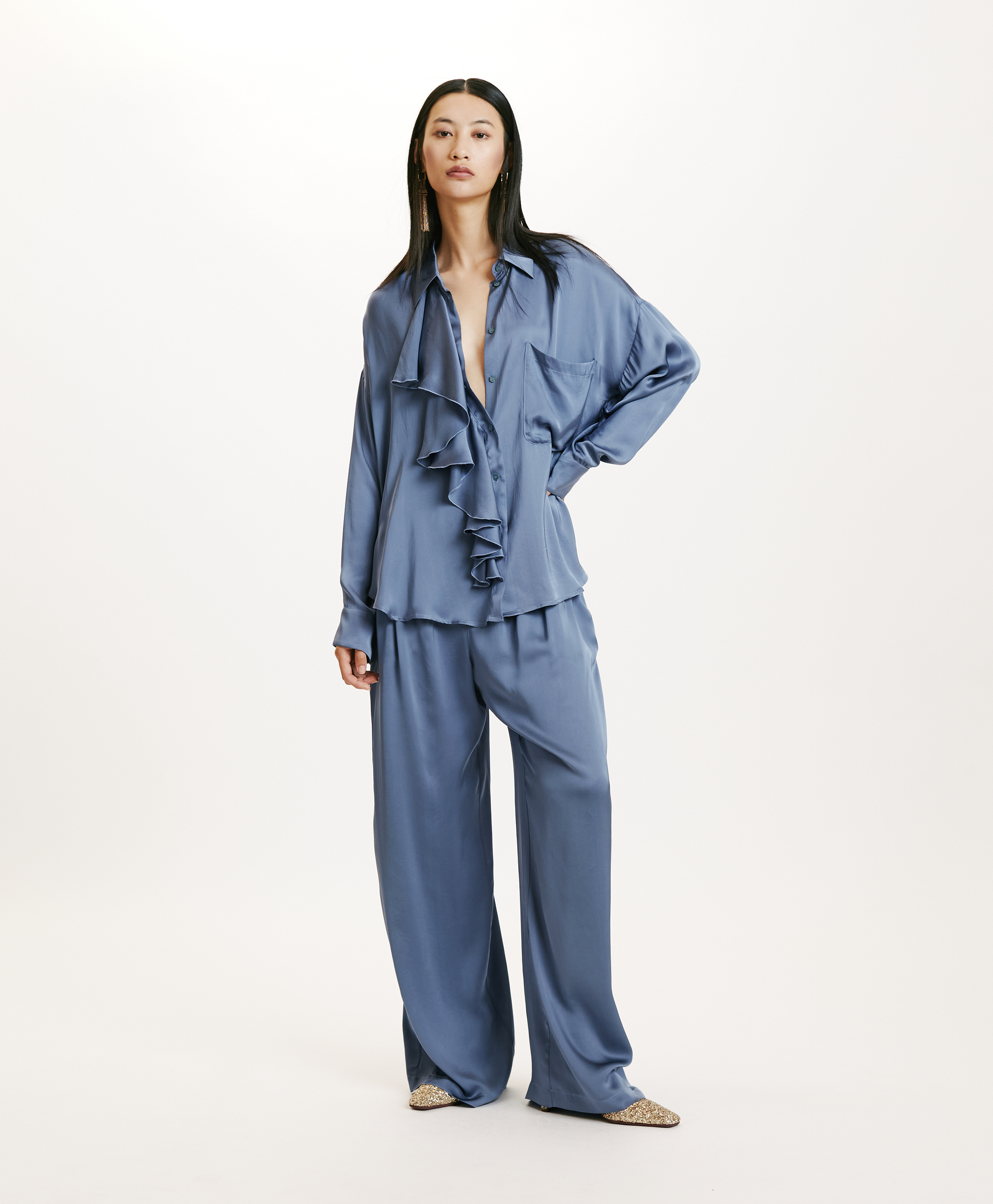 FUJITA SHIRT IN WASHED SILK - SUGAR PAPER - Momonì