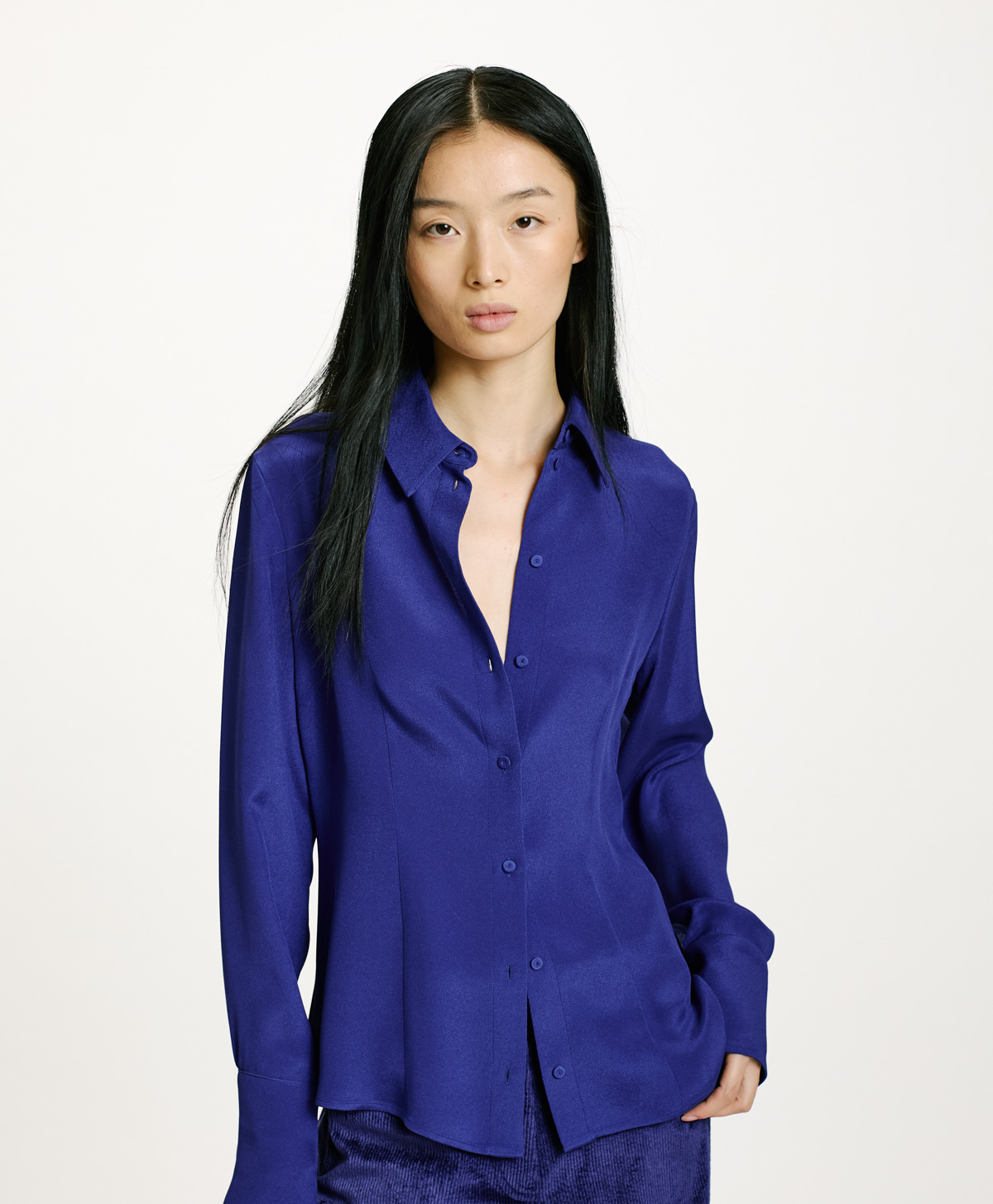 ORIGA SHIRT IN CREPE SILK BLEND  - BLUE - Momonì