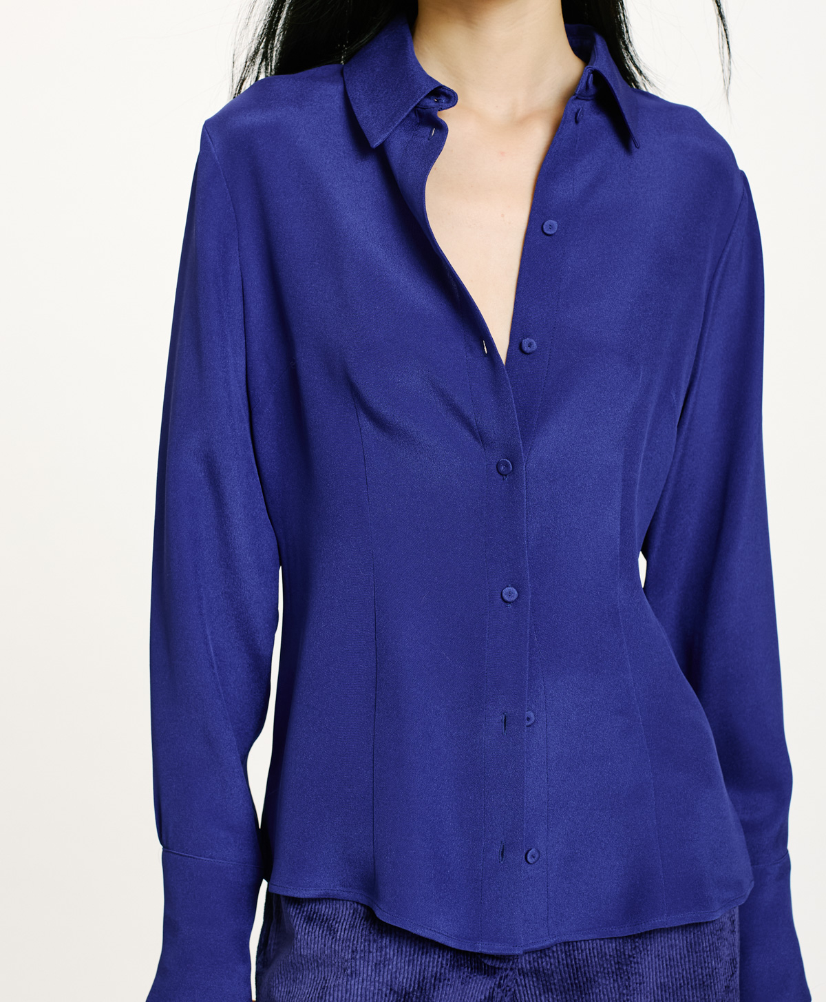 ORIGA SHIRT IN CREPE SILK BLEND  - BLUE - Momonì