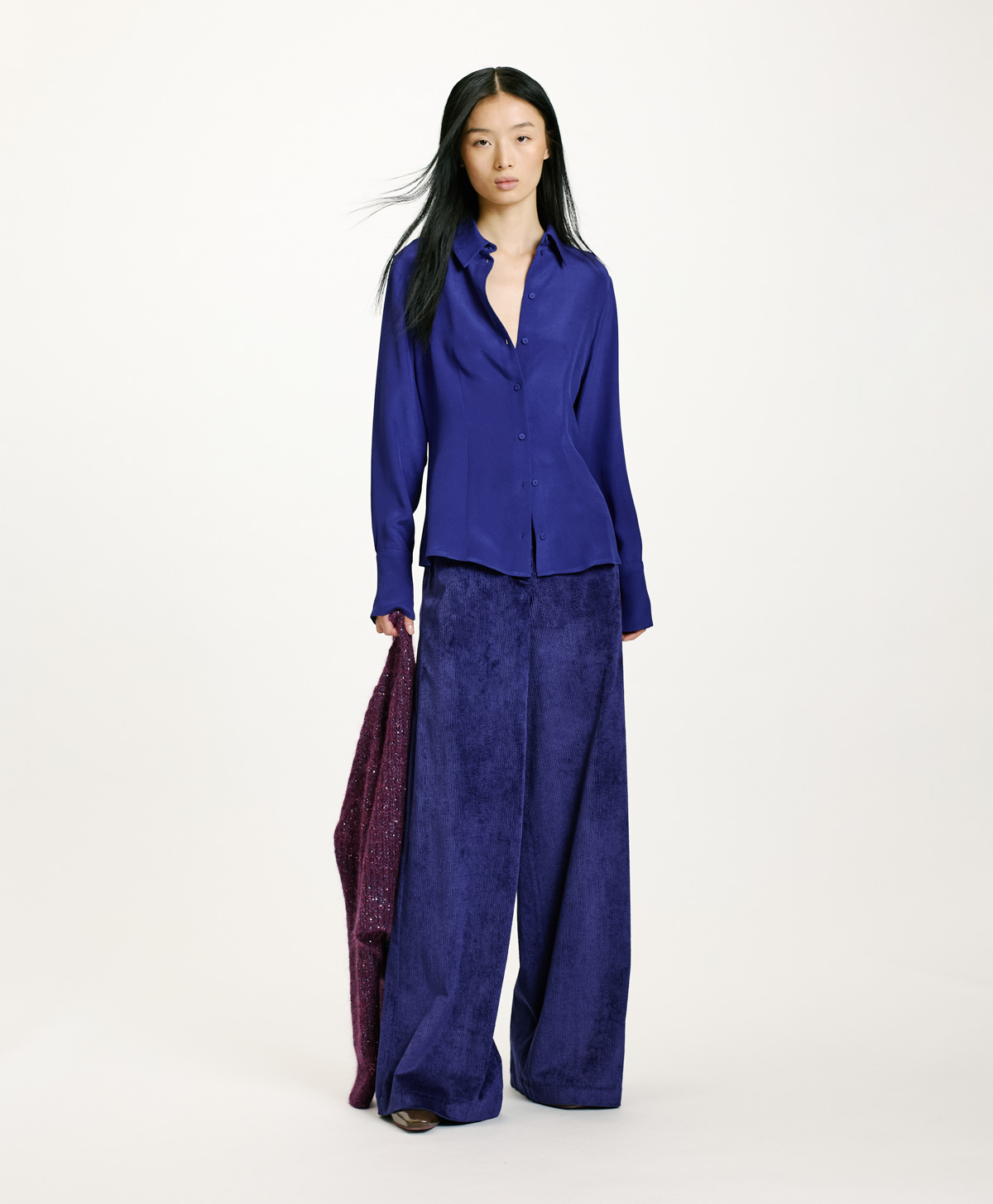 ORIGA SHIRT IN CREPE SILK BLEND  - BLUE - Momonì