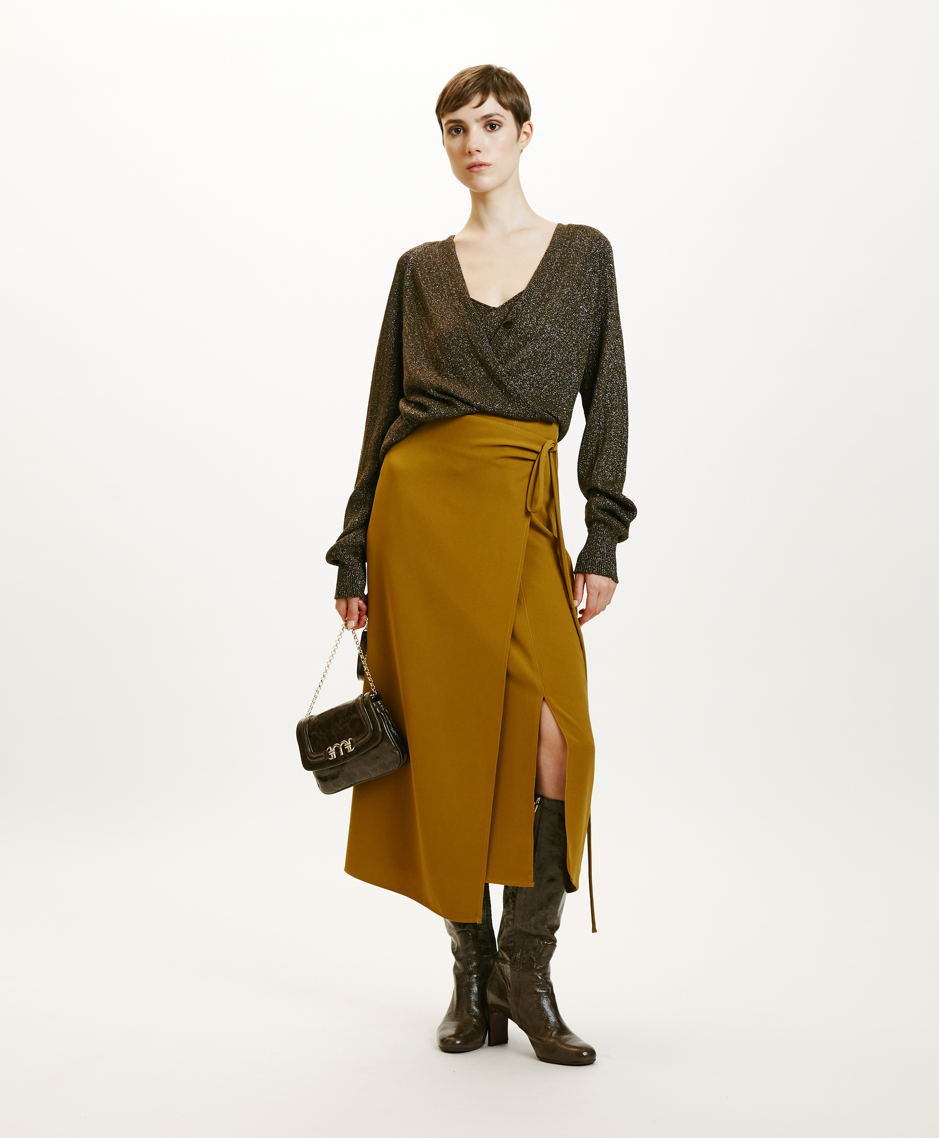 LIGEA SKIRT IN STRETCH CADY - GINGER - Momonì