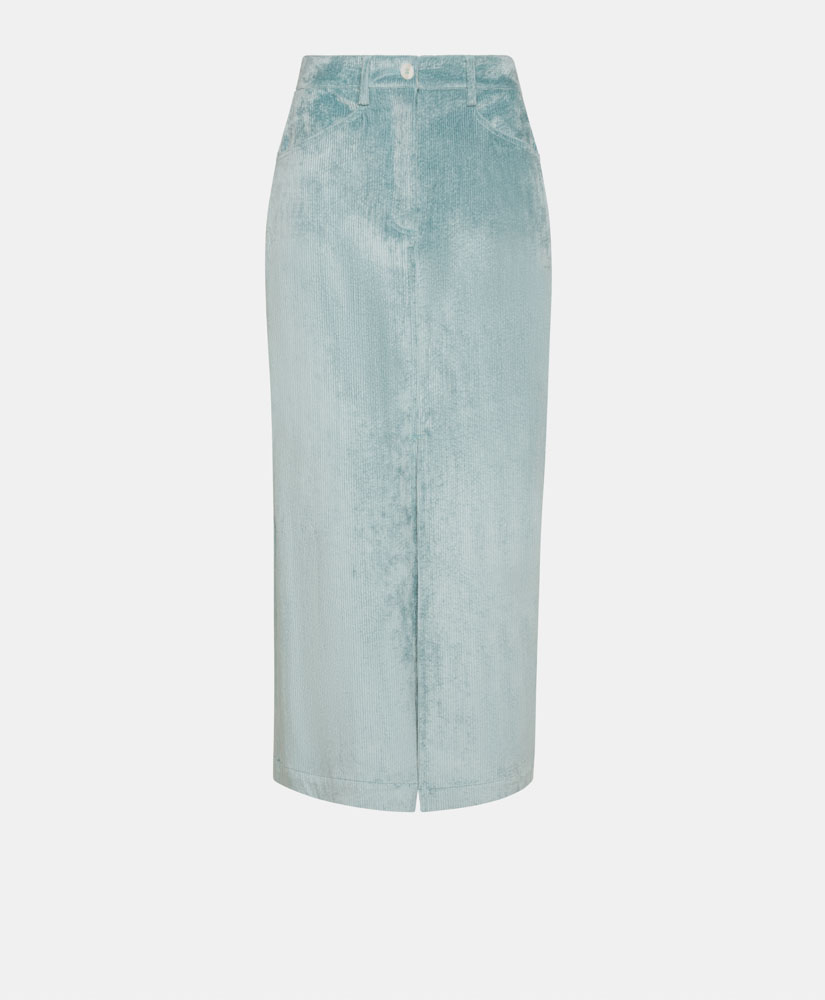 OKAWA SKIRT IN STRETCH CORDUROY - WATER GREEN - Momonì