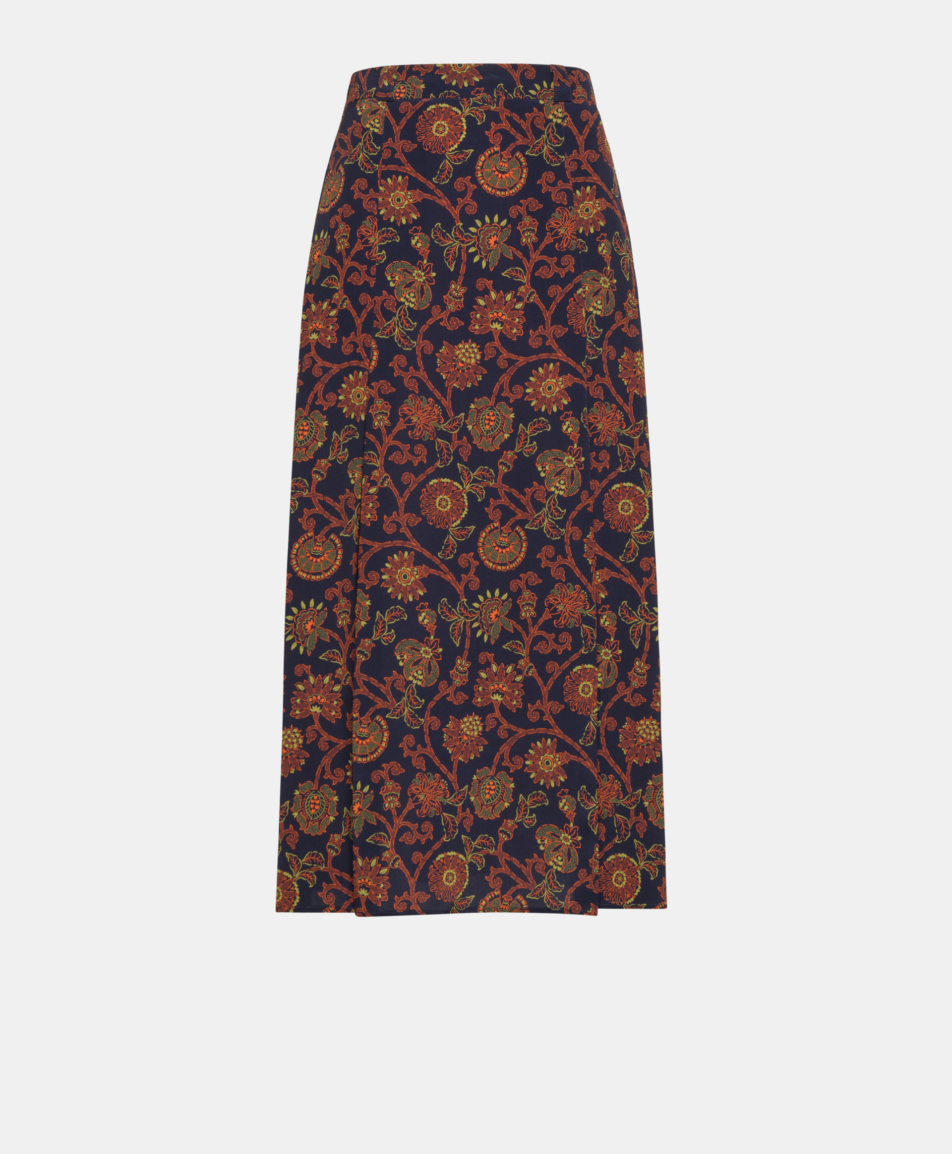 JUPE TAKUMA EN CRÊPE DE CHINE IMPRIMÉ - BLEU/ORANGE - Clothing - Momonì
