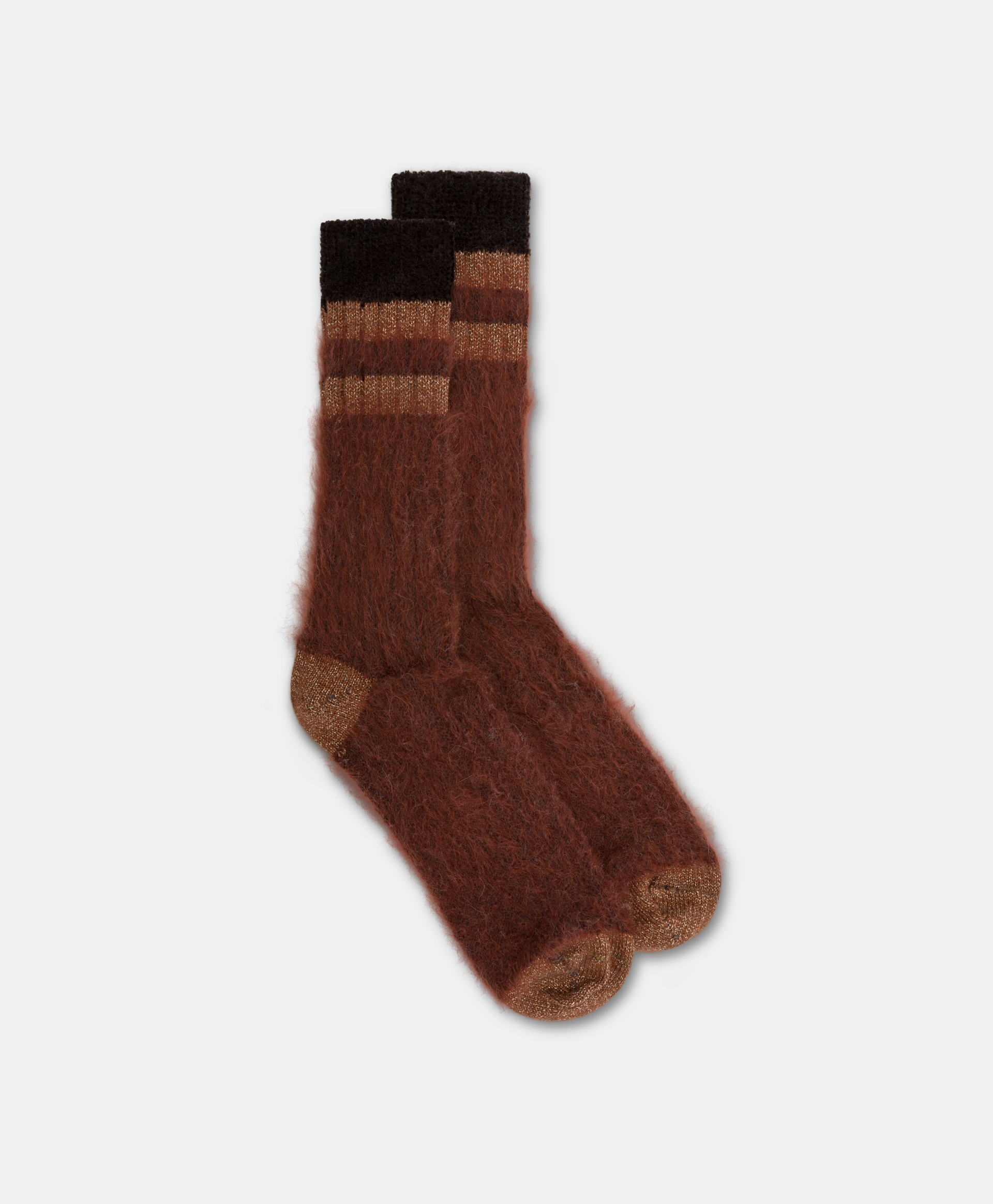 JOSHI SOCKS IN ALPACA AND CHENILLE - BURNT BROWN - Momonì