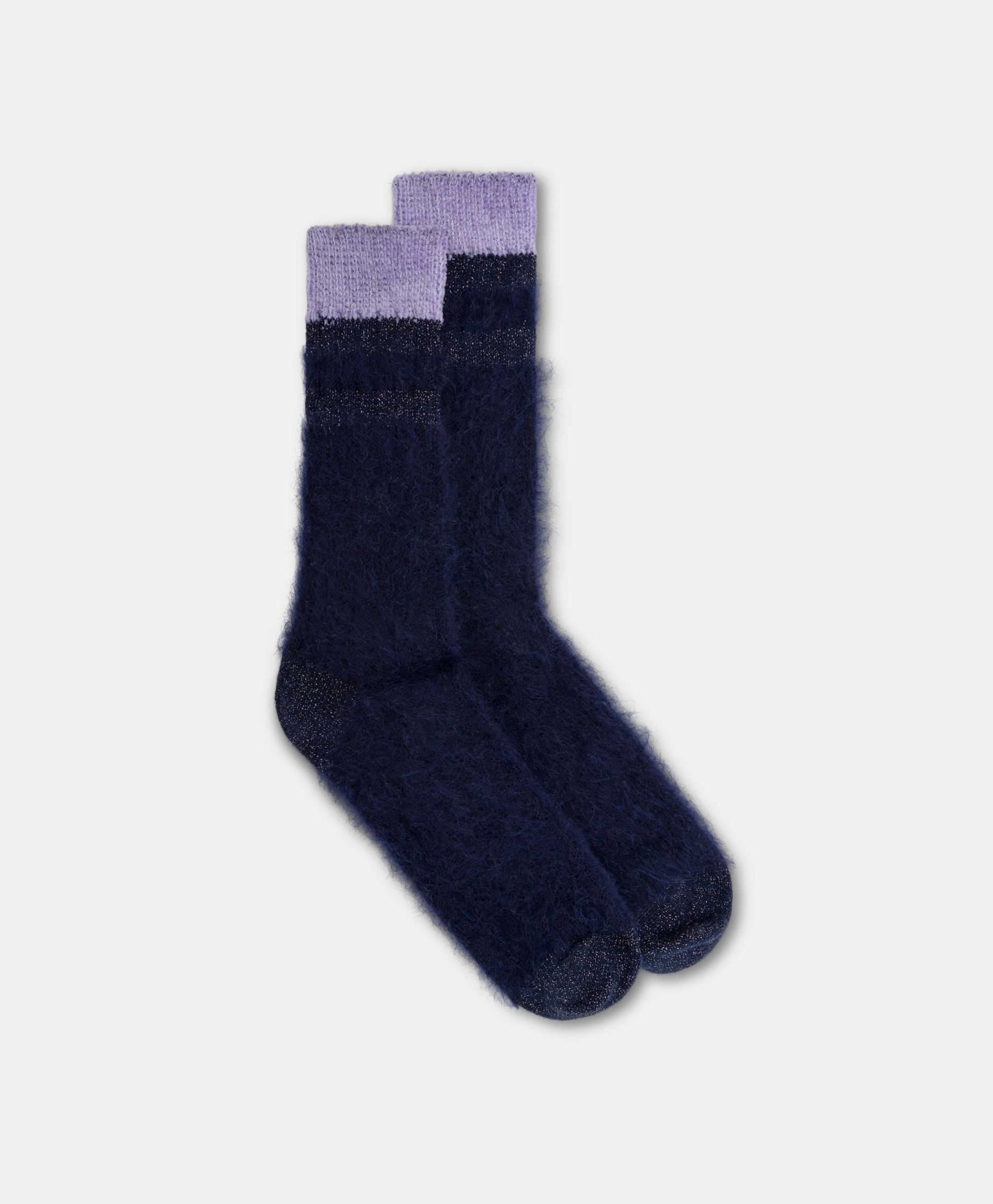 JOSHI SOCKS IN ALPACA AND CHENILLE - BLUE NIGHT/LILAC - Momonì