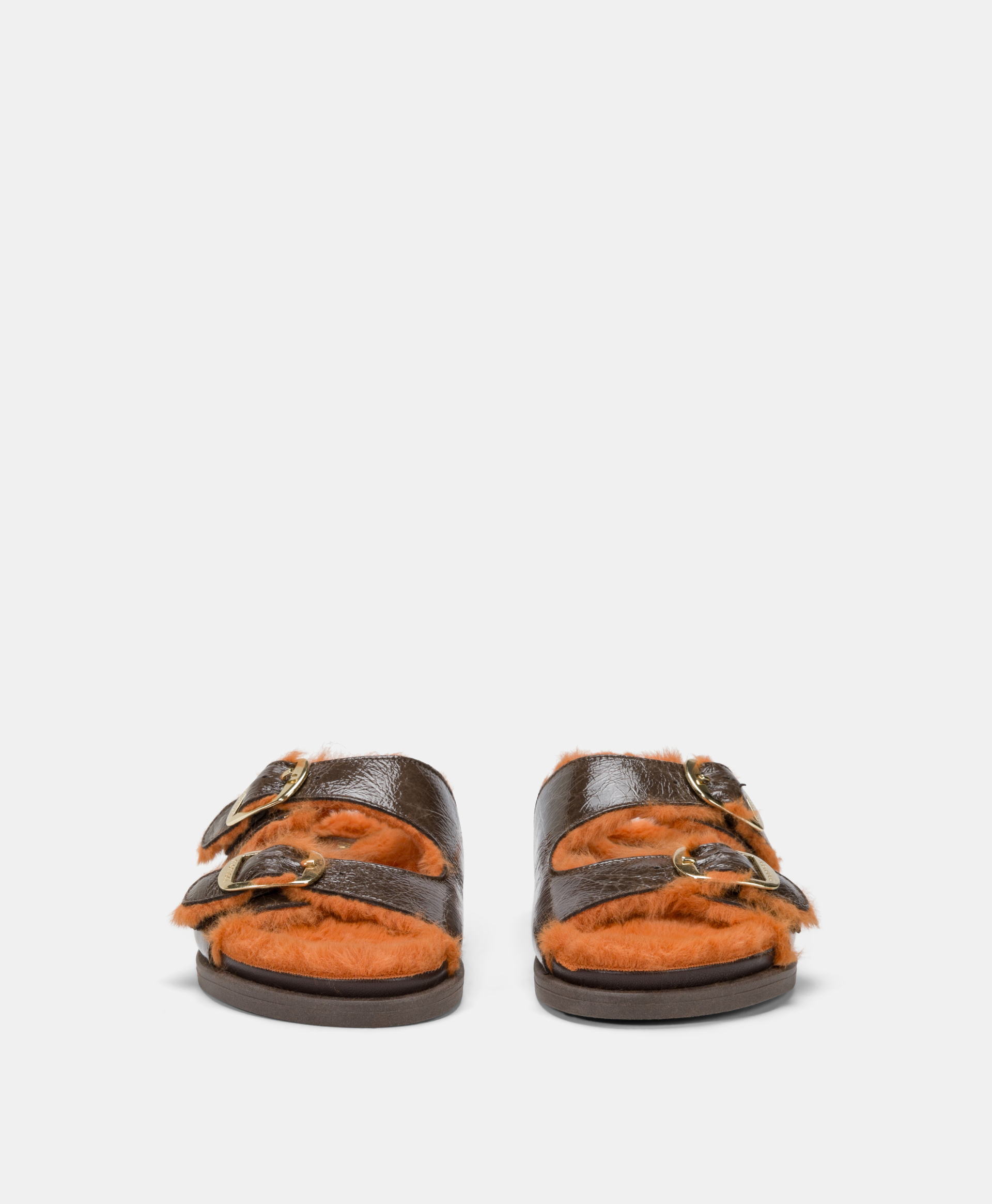 HAGI SHOES IN LEATHER NAPLAK - DARK BROWN/ORANGE - Momonì