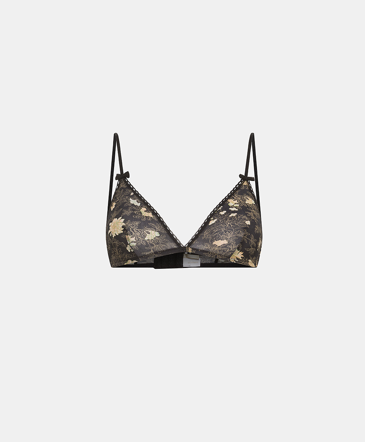 AMETHIST BRA IN PRINTED NYLON - BLACK/POWDER PINK - Momonì