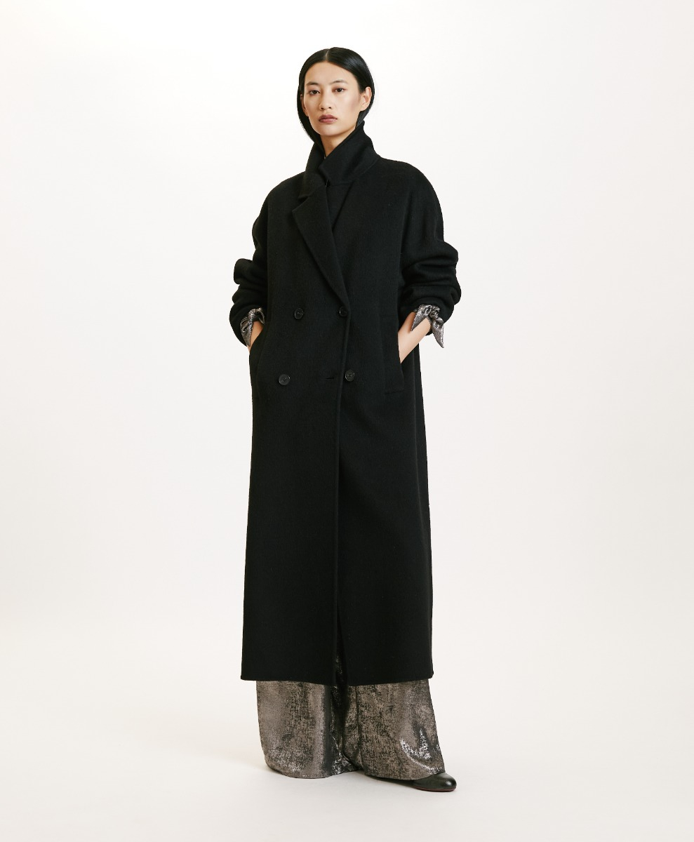 CAPPOTTO SAKURA IN PANNO DOUBLE LANA ALPACA-NERO - Momonì