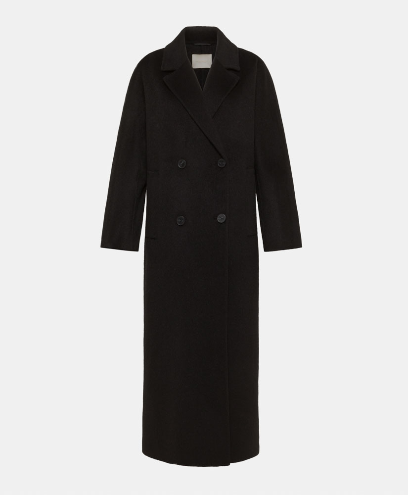 MANTEAU SAKURA EN PANNE DOUBLE LAINE ALPAGA - NOIR - Clothing - Momonì