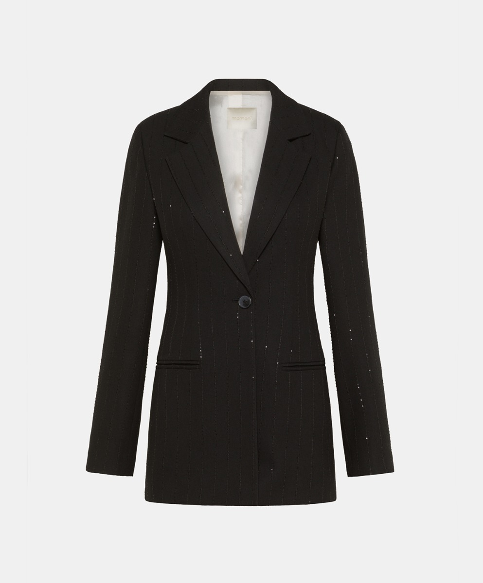 SALICE JACKET WITH SEQUIN PINSTRIPES - BLACK - Clothing - Momonì