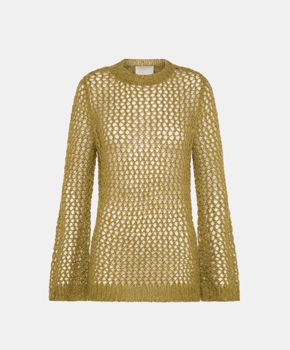 CICALA SWEATER IN MOHAIR/LUREX MESH - OLIVE GREEN - Clothing - Momonì