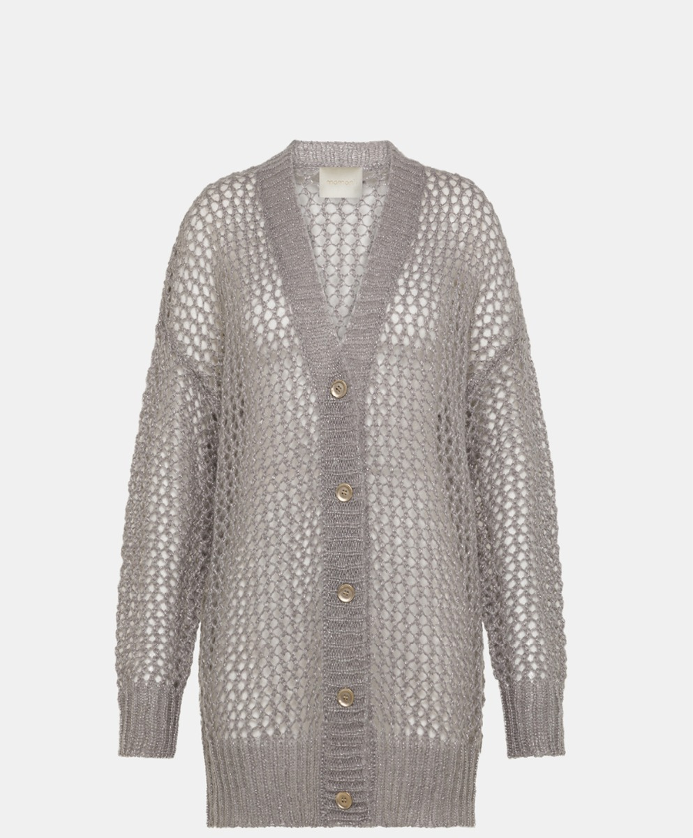 MUGO SWEATER IN MOHAIR/ LUREX MESH - PEARL GREY - Clothing - Momonì