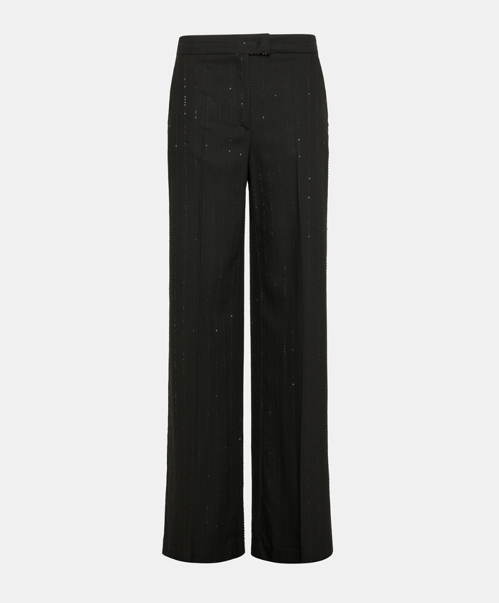 ANDOVER PANTS WITH SEQUIN PINSTRIPES - BLACK - Clothing - Momonì