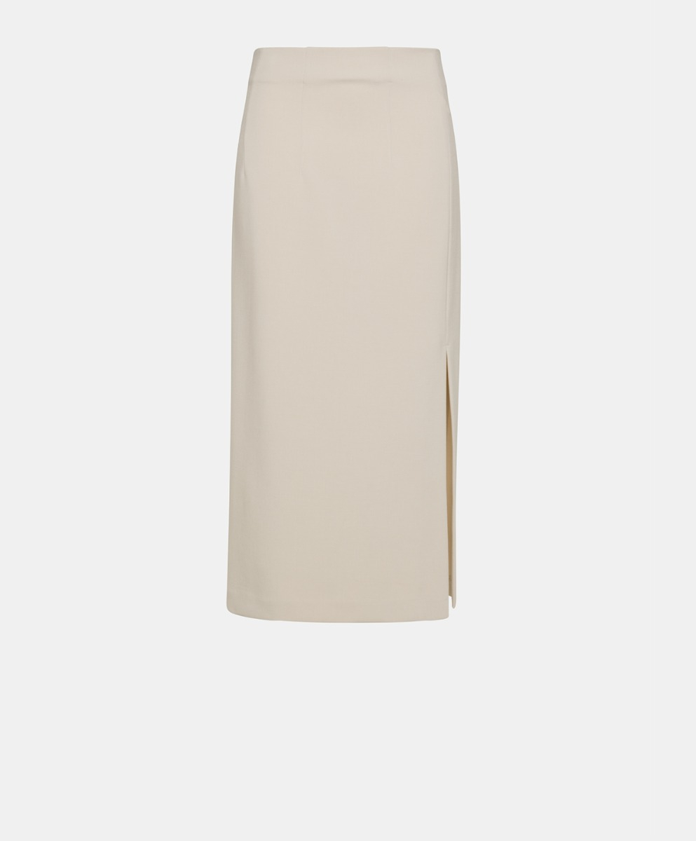 JUPE RIBES EN CADY DE VISCOSE STRETCH - BLANC NATUREL - Clothing - Momonì