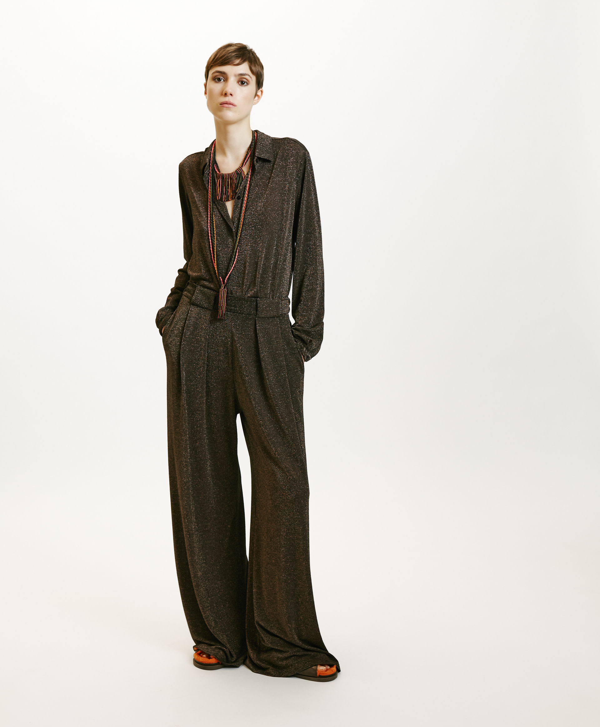 ASPEN PANT IN LUREX JERSEY - COPPER - Momonì