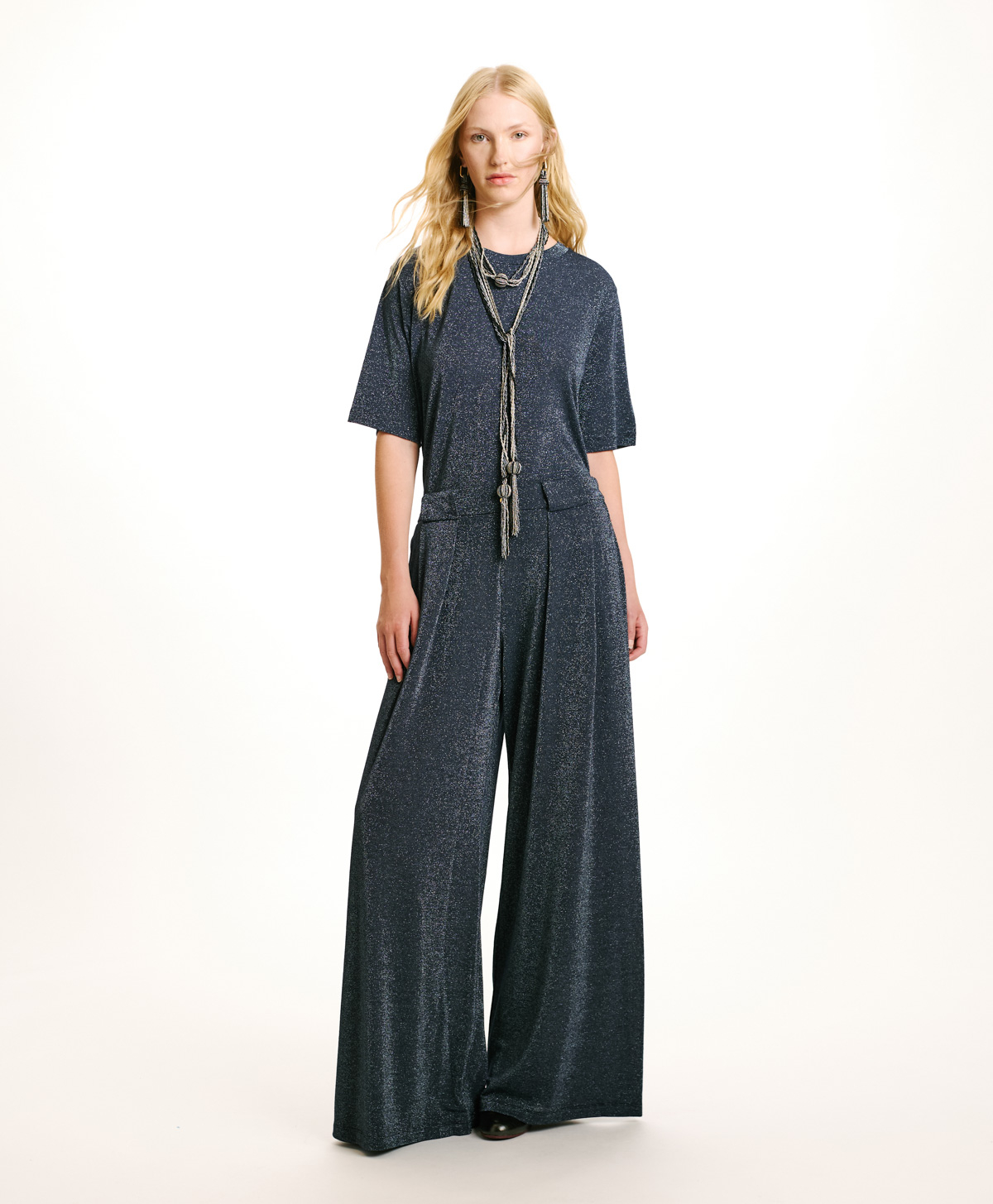 PANTALON ASPEN EN JERSEY LUREX - DENIM - Momonì