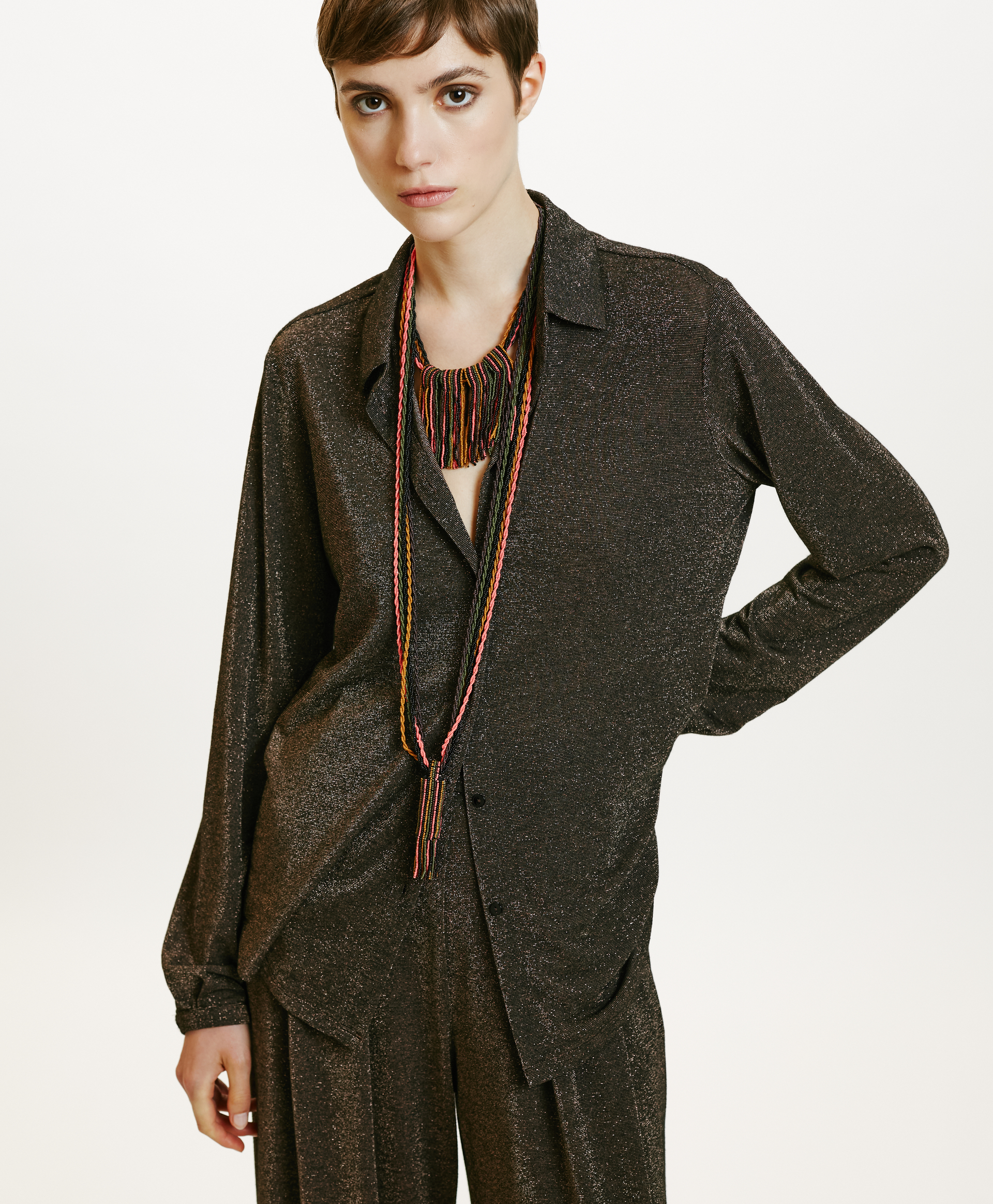 MEUDON SHIRT IN JERSEY LUREX - COPPER - Clothing - Momonì