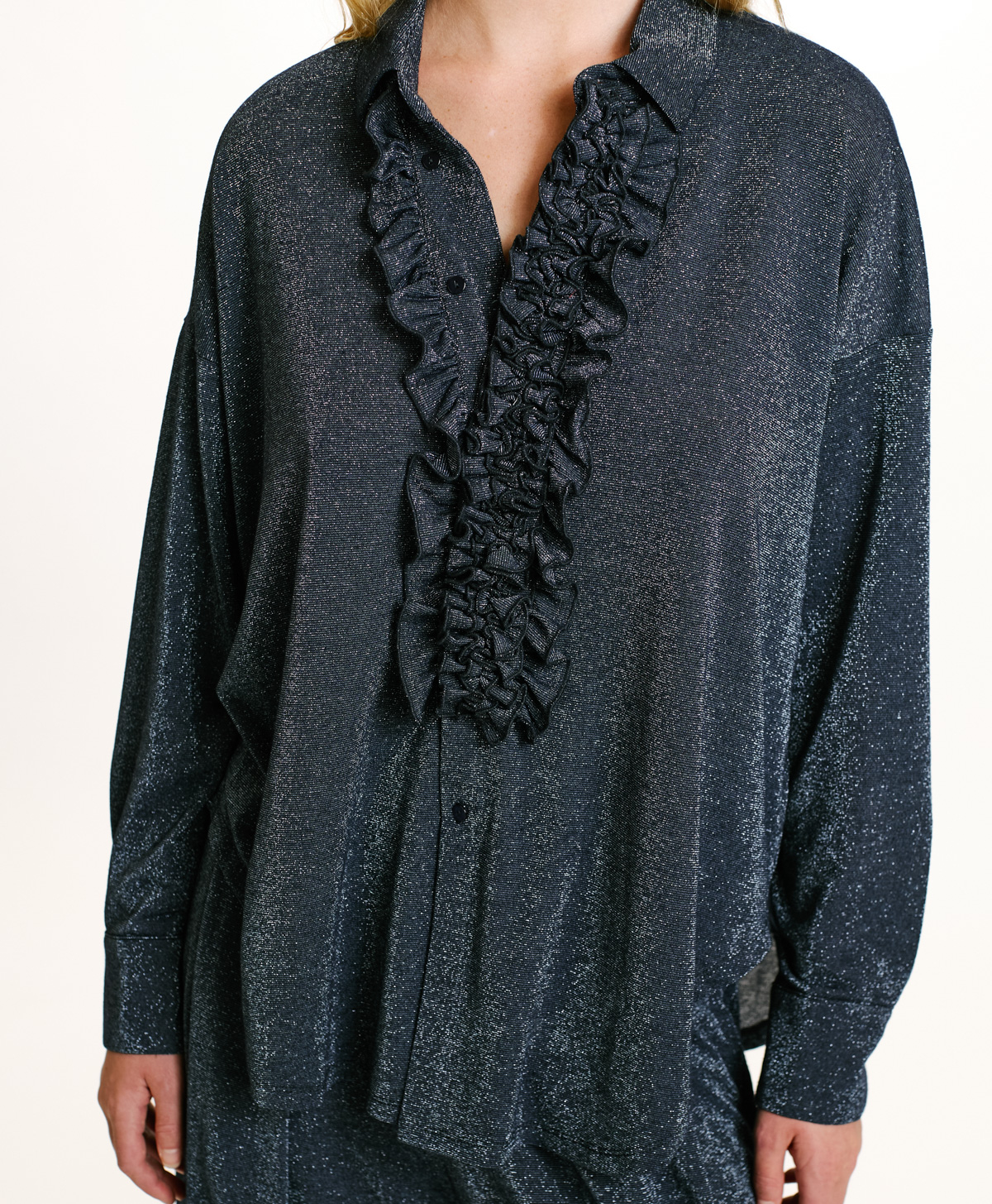 BILANCIA SHIRT IN JERSEY LUREX - DENIM - Momonì