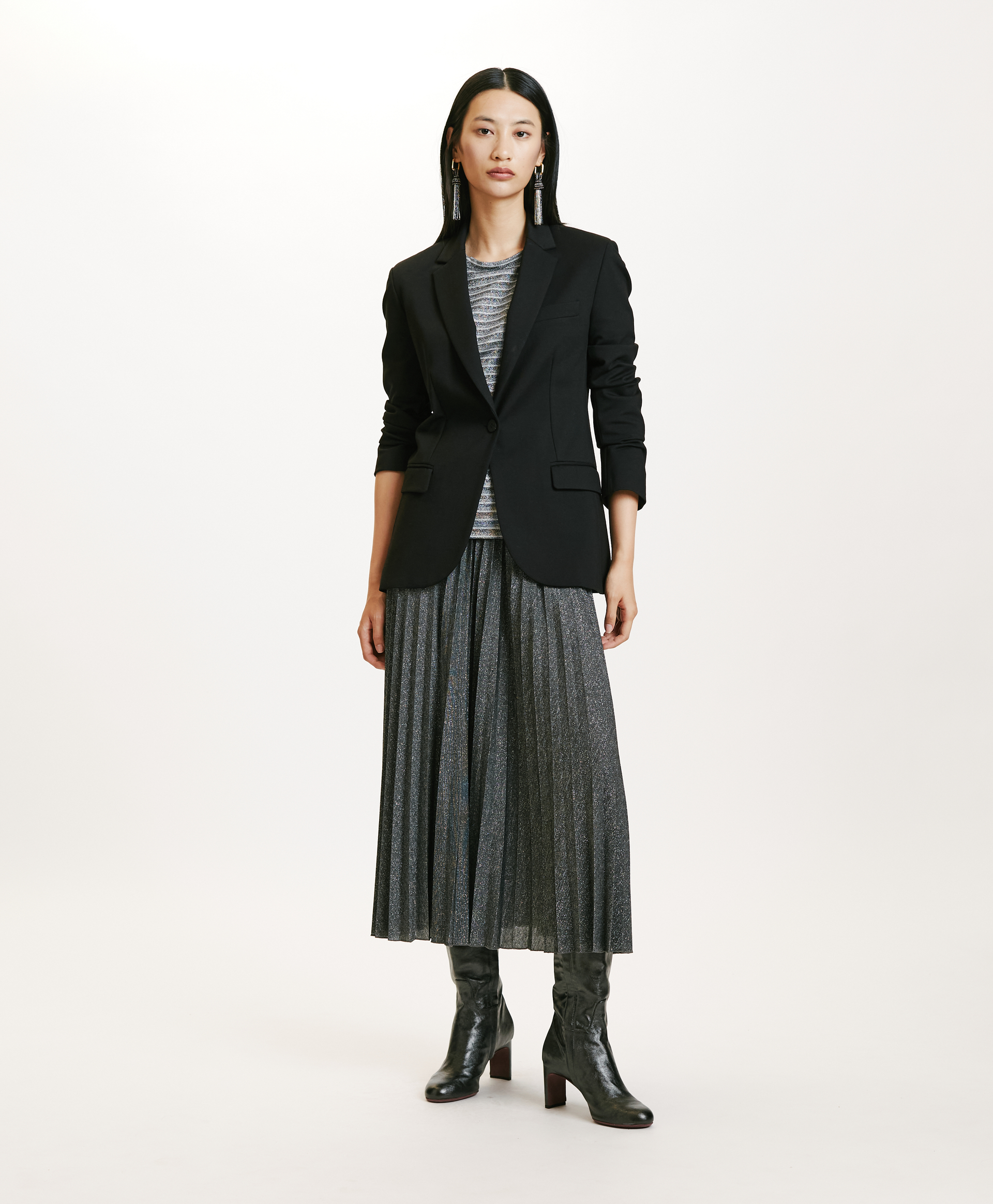 EMI SKIRT IN JERSEY LUREX - DARK GREY - Momonì