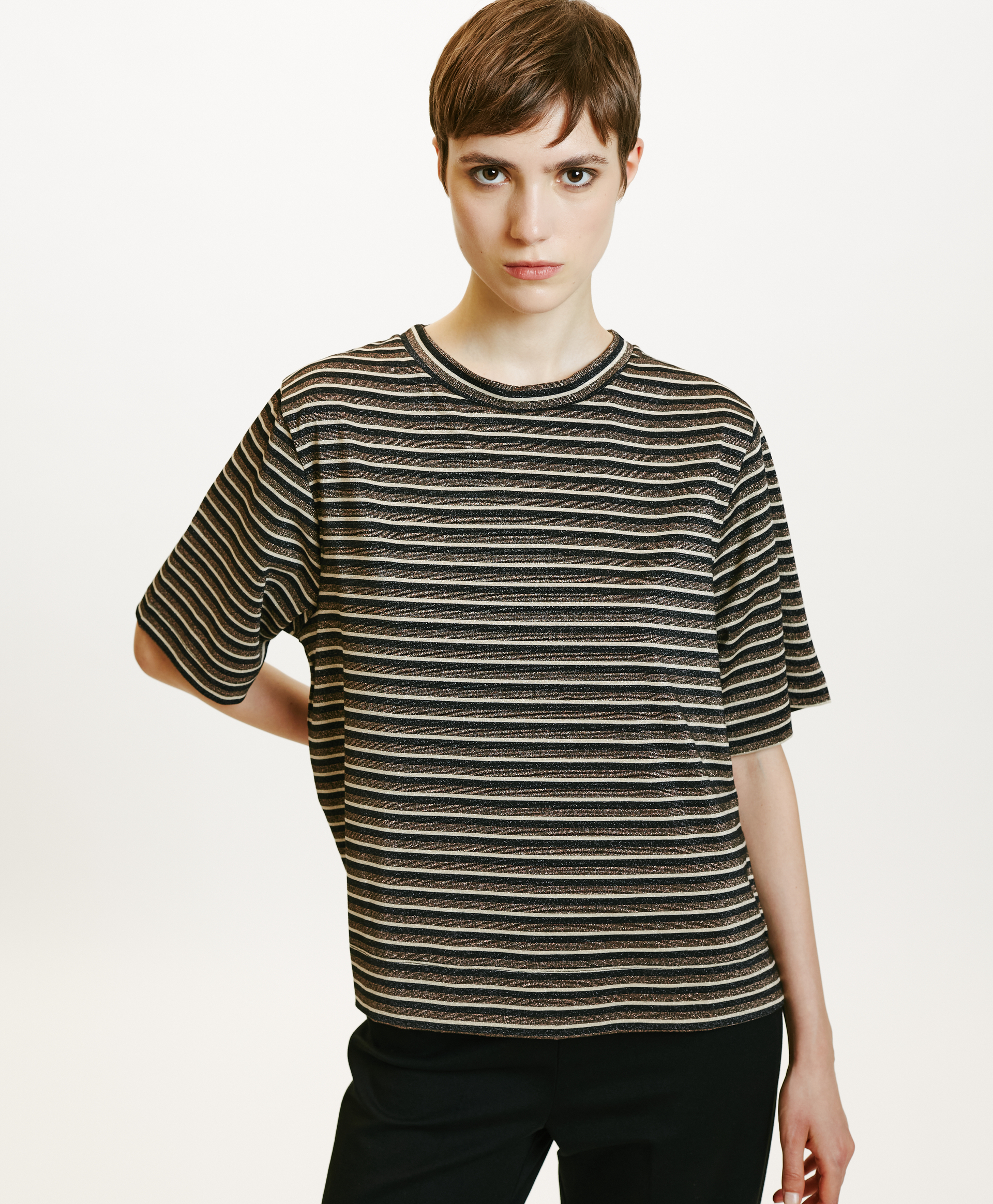 TSHIRT IORA IN JERSEY LUREX -MULTICOLORE RAME - Momonì