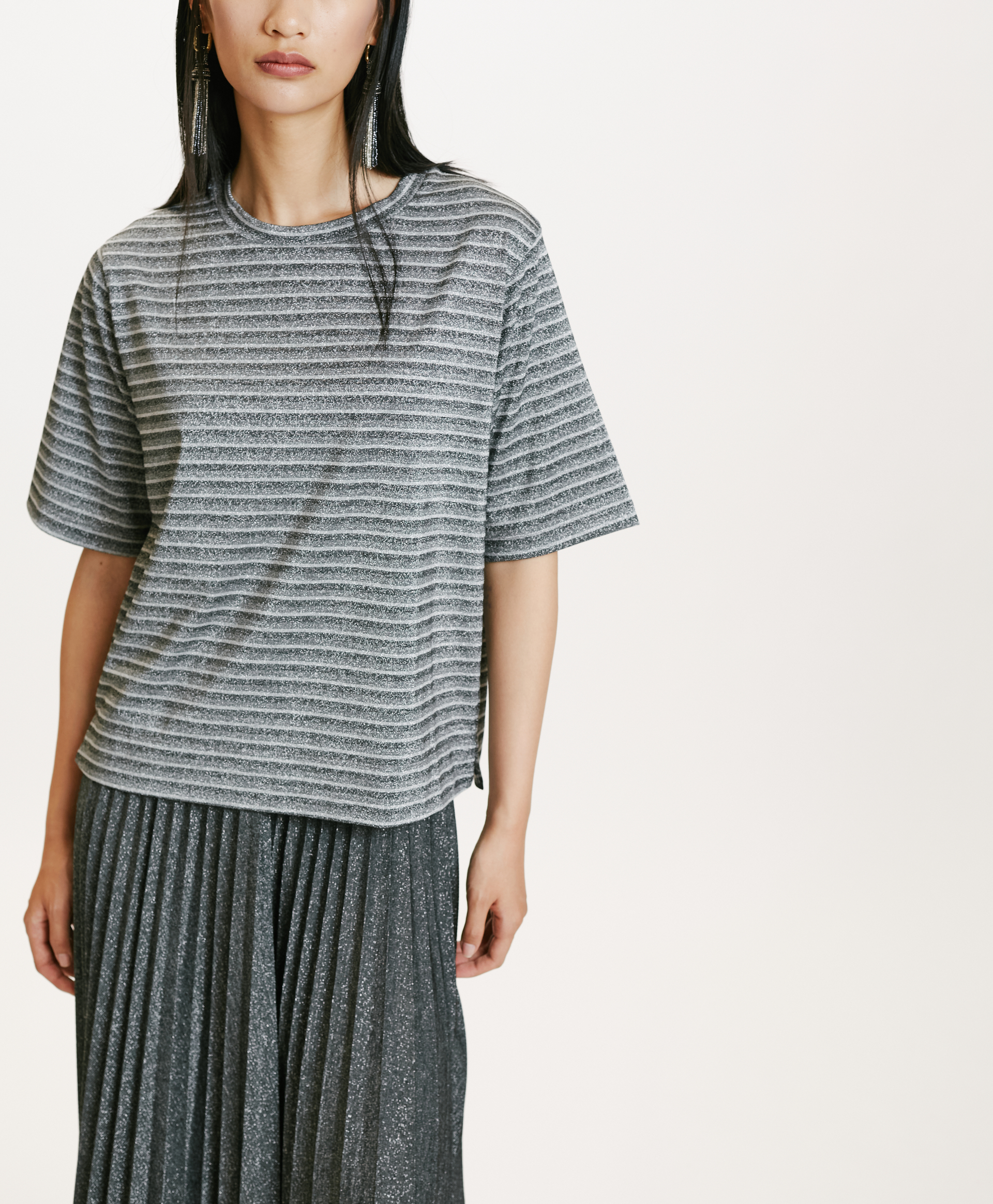 IORA TSHIRT IN JERSEY LUREX - GREY MULTICOLOR - Momonì