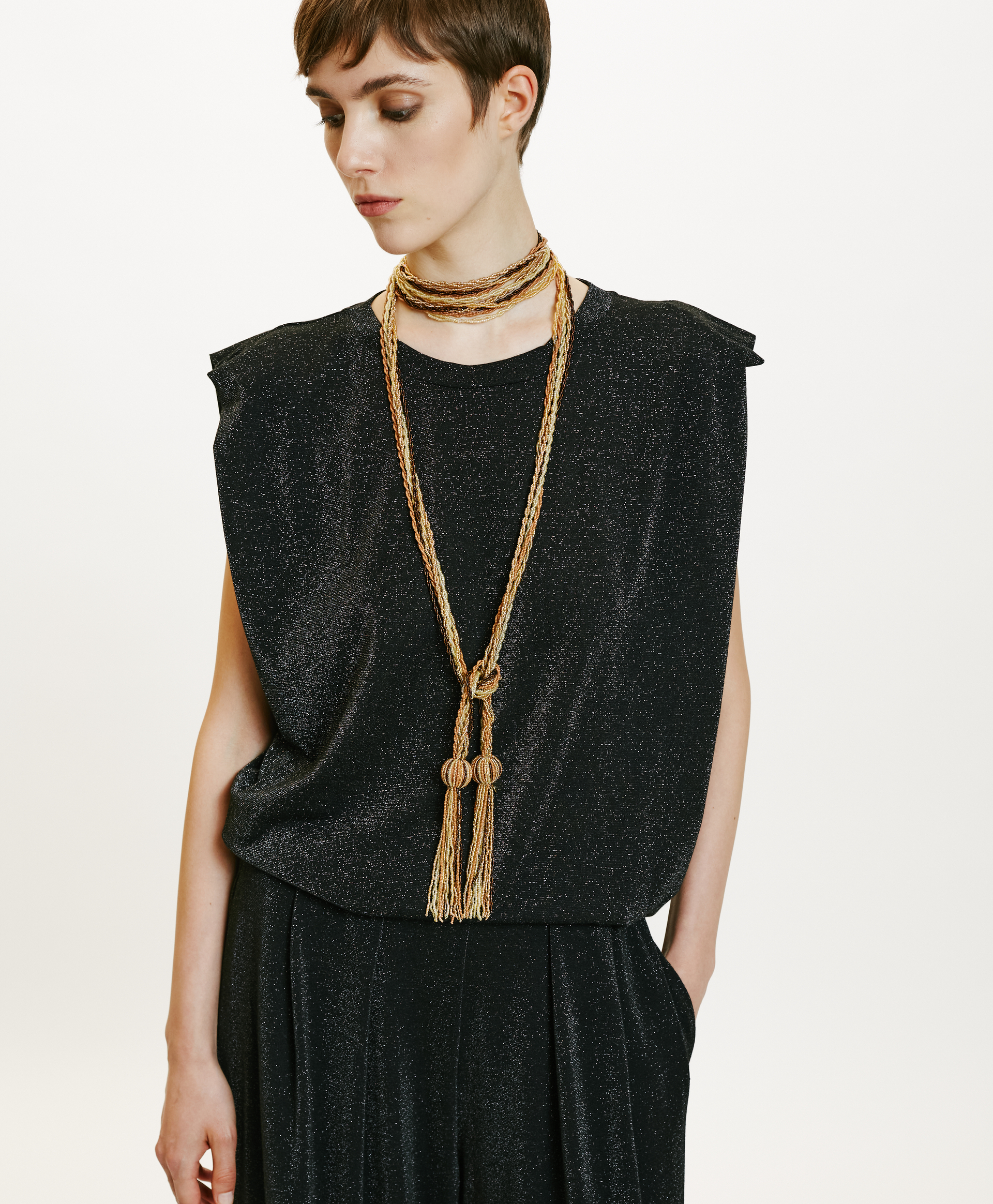 ENNA TSHIRT IN JERSEY LUREX - CHARCOAL GRAY - Momonì