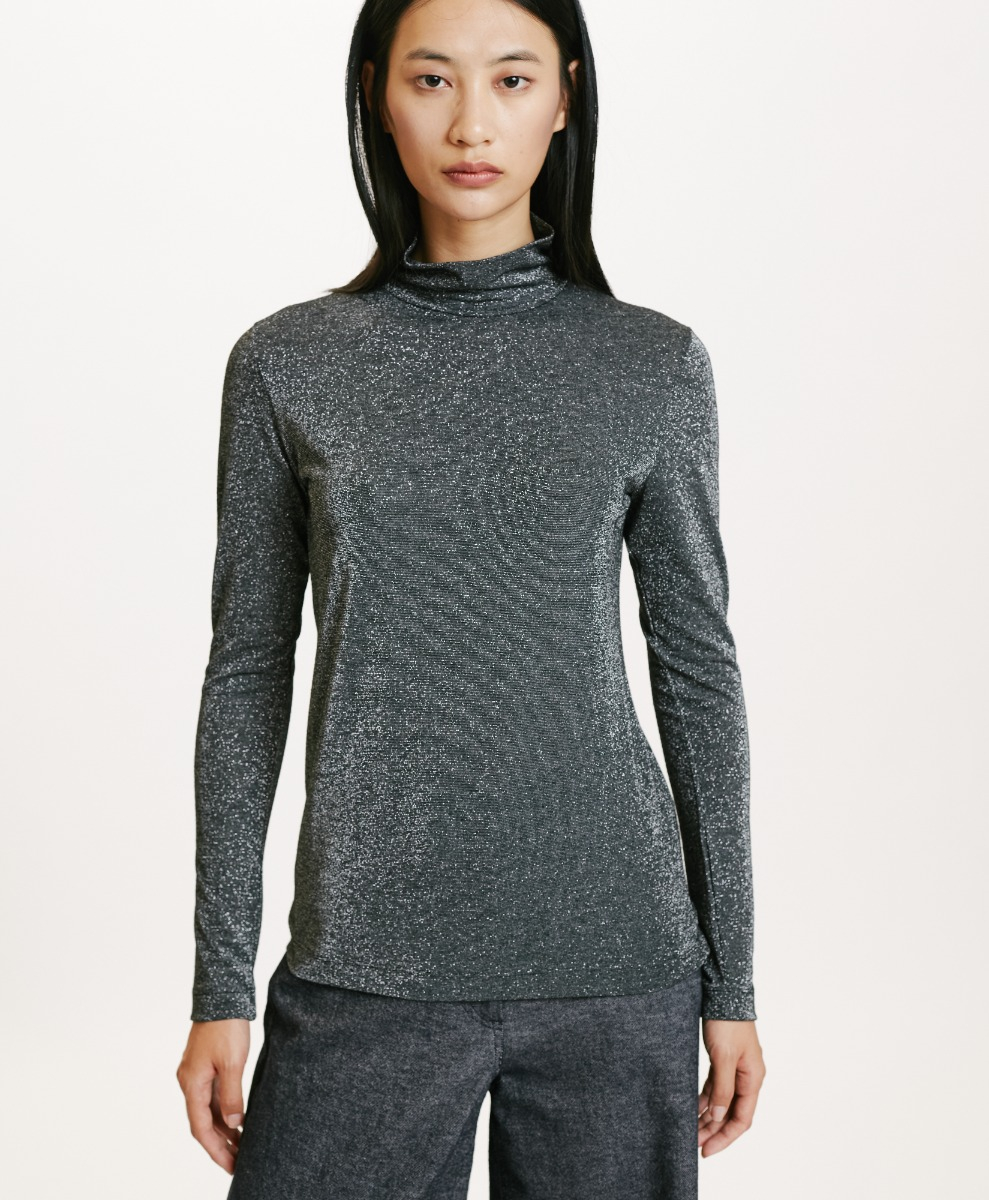 RODOLPHE TSHIRT IN LUREX JERSEY - DARK GREY - Momonì